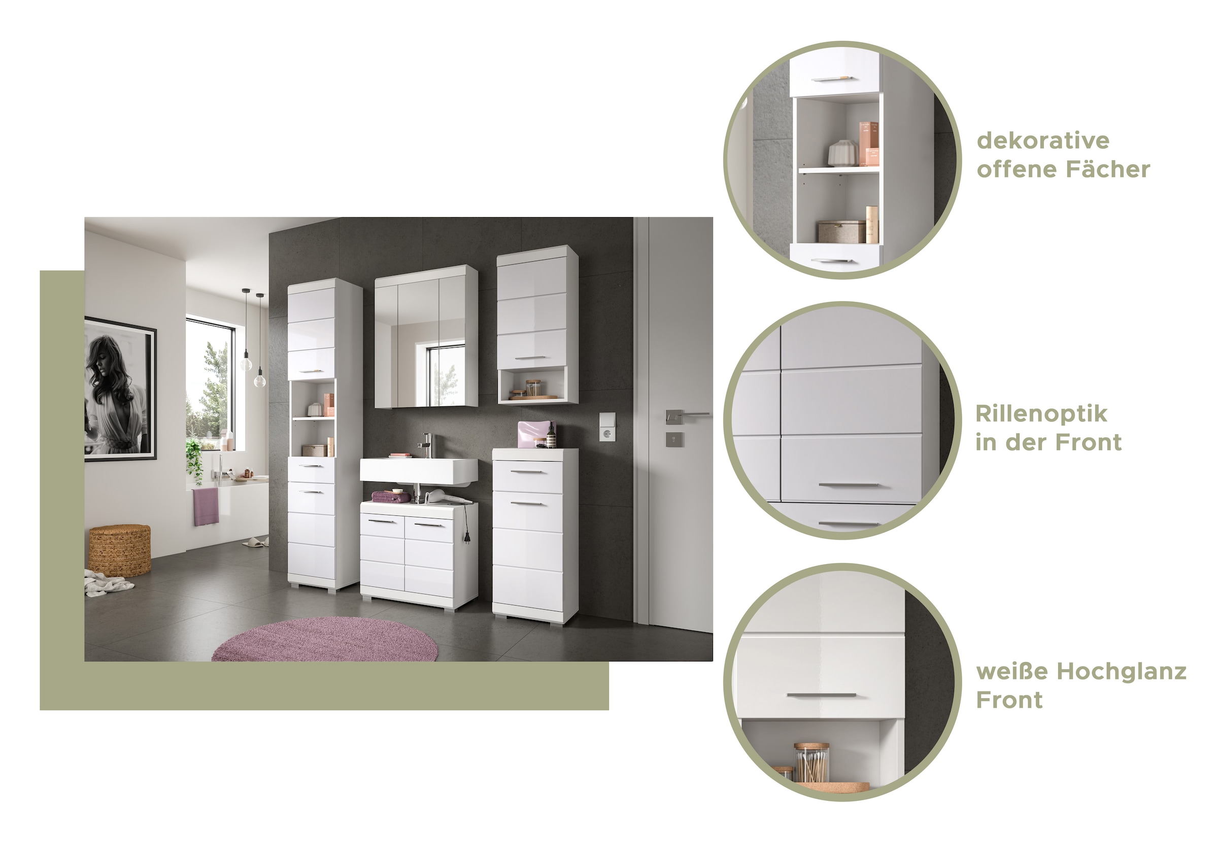 INOSIGN Waschmaschinenumbauschrank »Siena, Breite 63cm, für Waschmaschine & Trockner, 2 Türen, MDF-Front«, in verschiedenen Farben, Überbauschrank, Umbauschrank, Badschrank