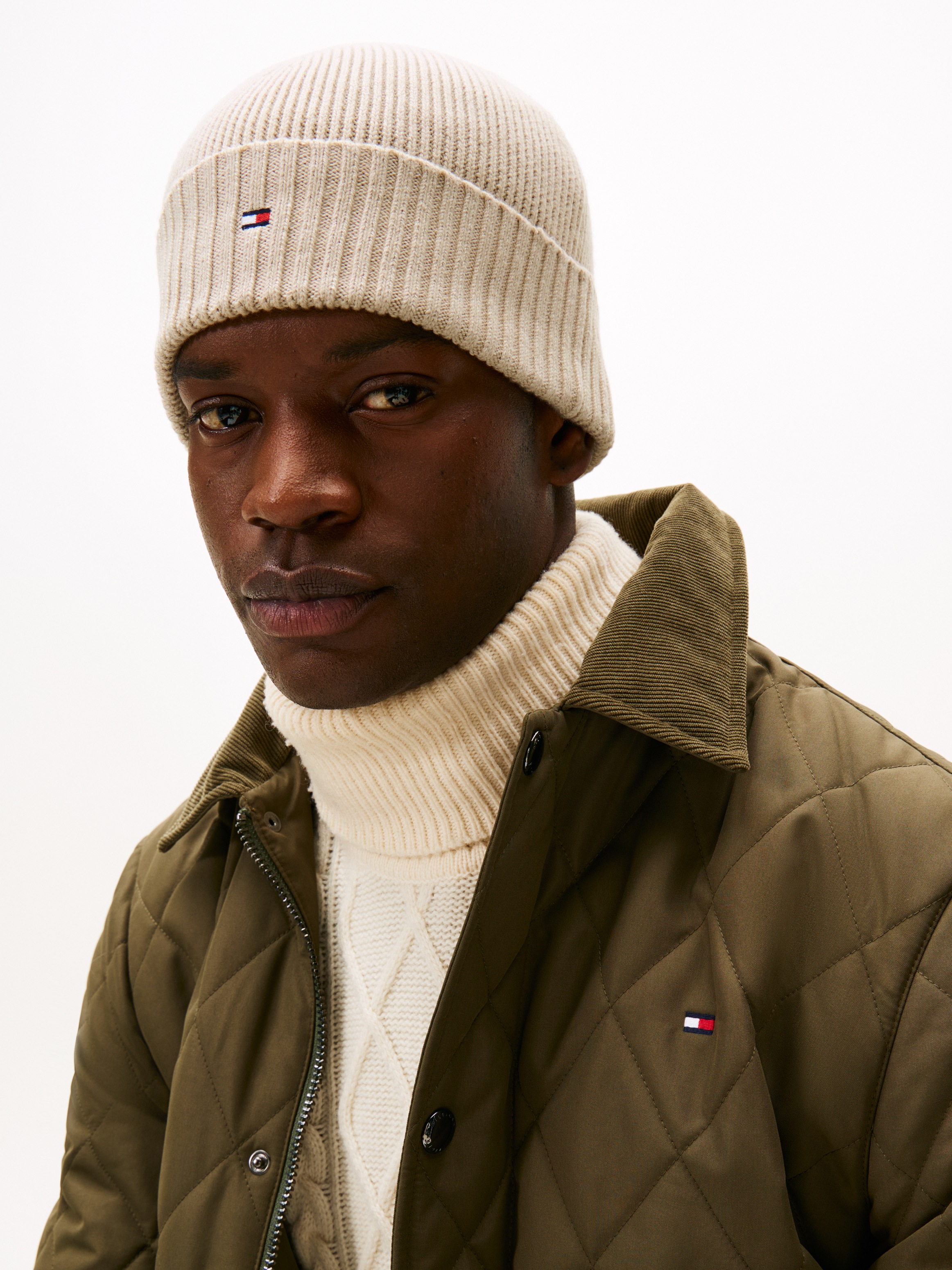 Tommy Hilfiger Strickmütze »TH FLAG PIMA COTTON BEANIE«, mit Logostickerei