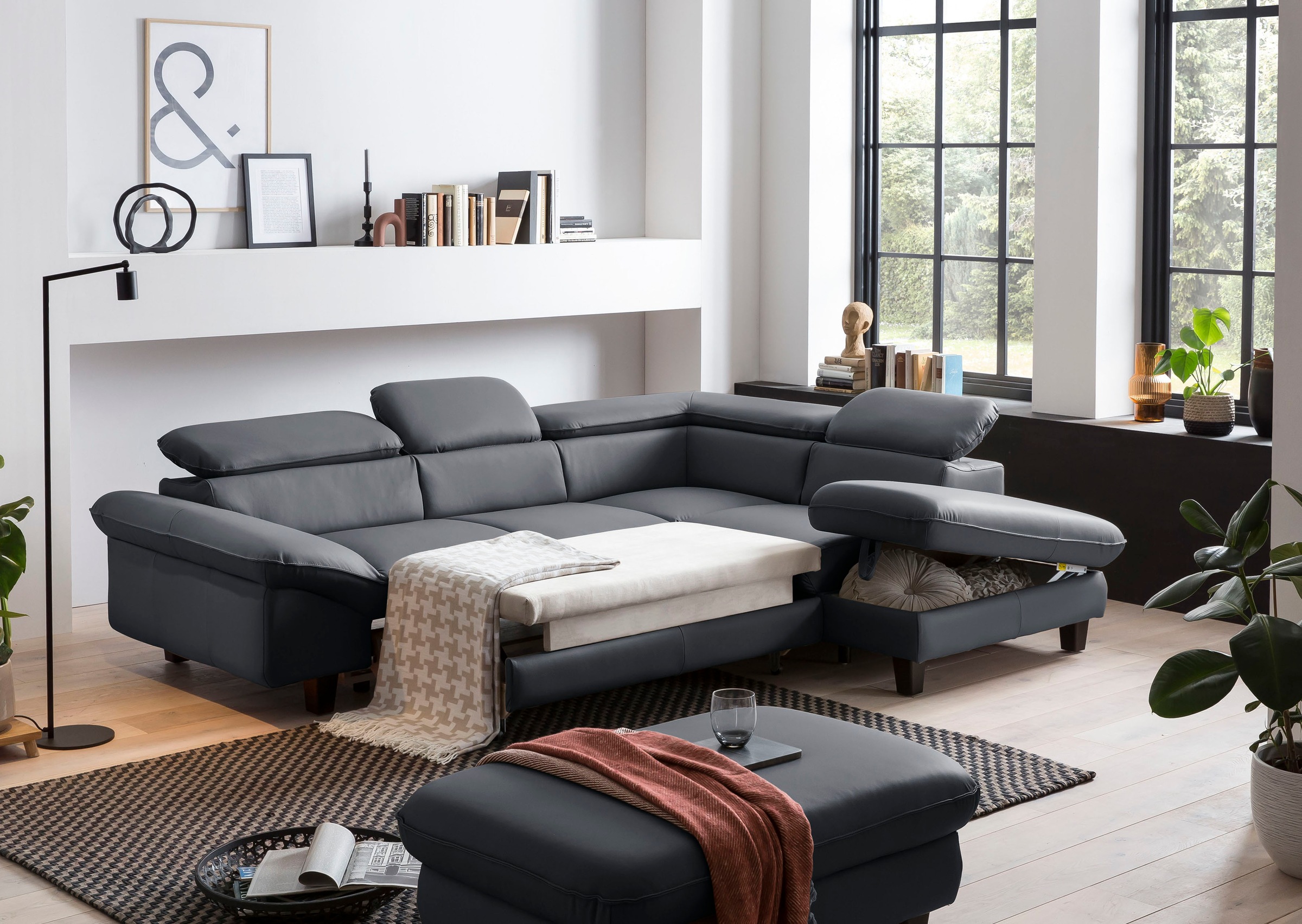 Home affaire Ecksofa »Pilot L-Form«, mit Kopfteilverstellung, wahlweise mit Bettfunktion & Bettkasten
