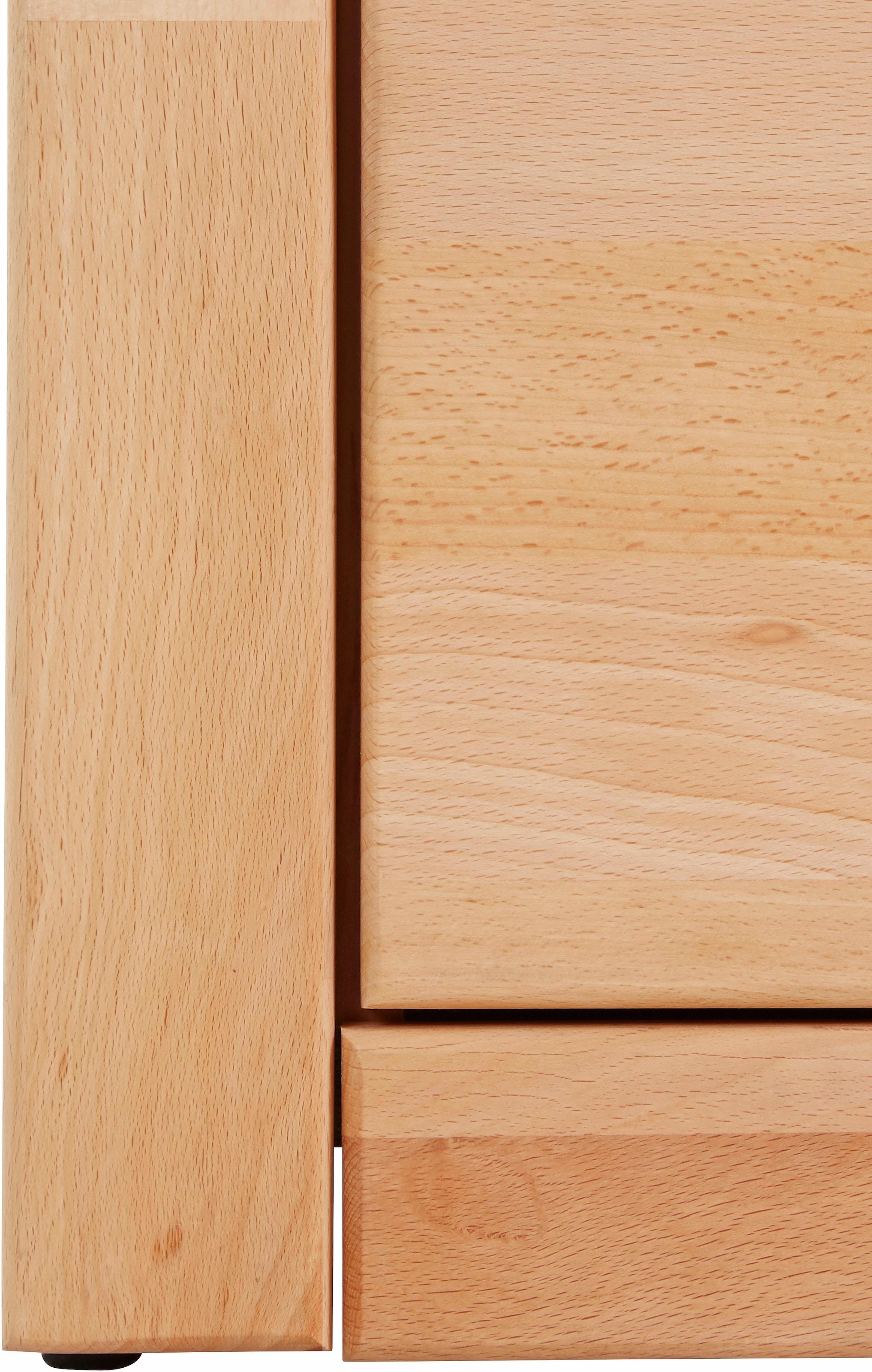 Home affaire Lowboard »Ribe,140cm breit, Fronten Massivholz,4 Fächer,Kabeldurchführung«, Holz massiv, Holzwerkstoff, Metall Griffe,2 Klappen