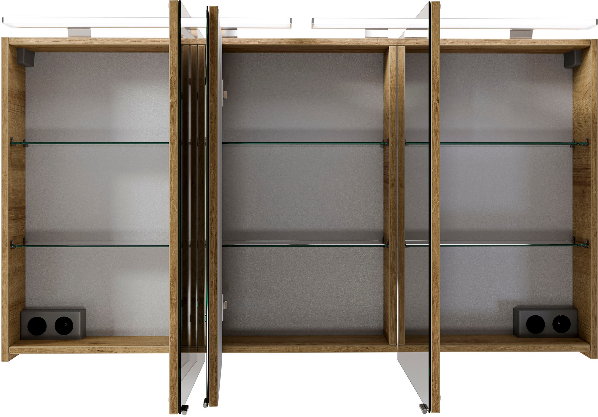 Saphir Badmöbel-Set »Serie 6025 2-teilig Mineralmarmor-Waschtisch mit LED-Spiegelschrank«, (2 St.), Waschplatz 132cm breit, 4 Schubladen, 2 Spiegel-Türen, inkl Türdämpfer