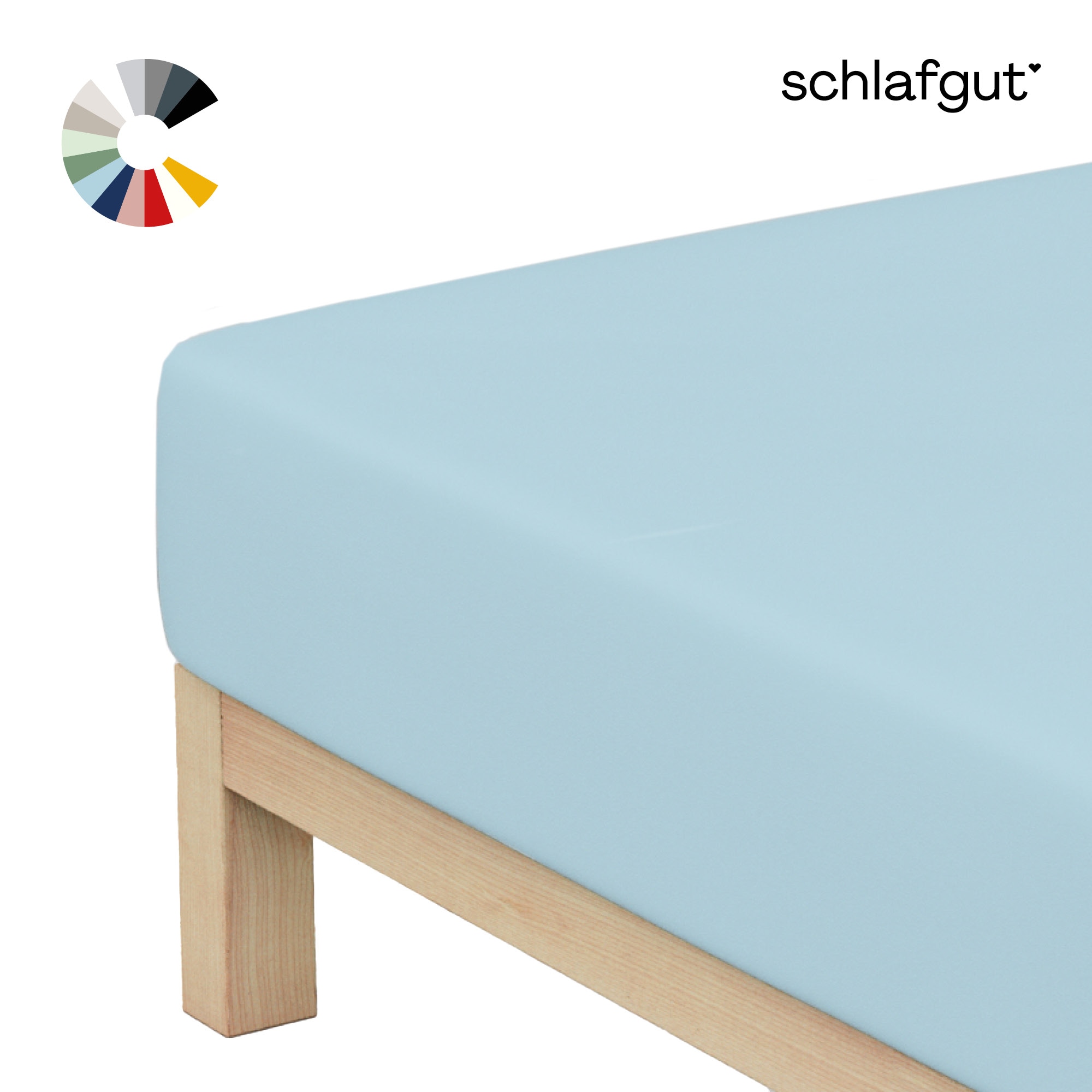 Schlafgut Spannbettlaken "Basic Cotton Bettlaken, 160 g/m², 100% Baumwolle, Spannbetttuch" Spannbettlaken bis 20 cm Matratzenhöhe, bügelfrei und pflegeleicht