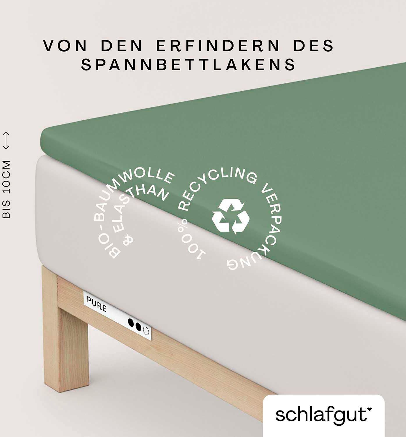 Schlafgut 1100000002199 "PURE TOPPER Bio-Baumwolle mit Elasthan 170 g/m² für Topper bis 10 cm" PREMIUM Laken für Matratzen bis 10 cm Höhe, dehnbar, blickdicht