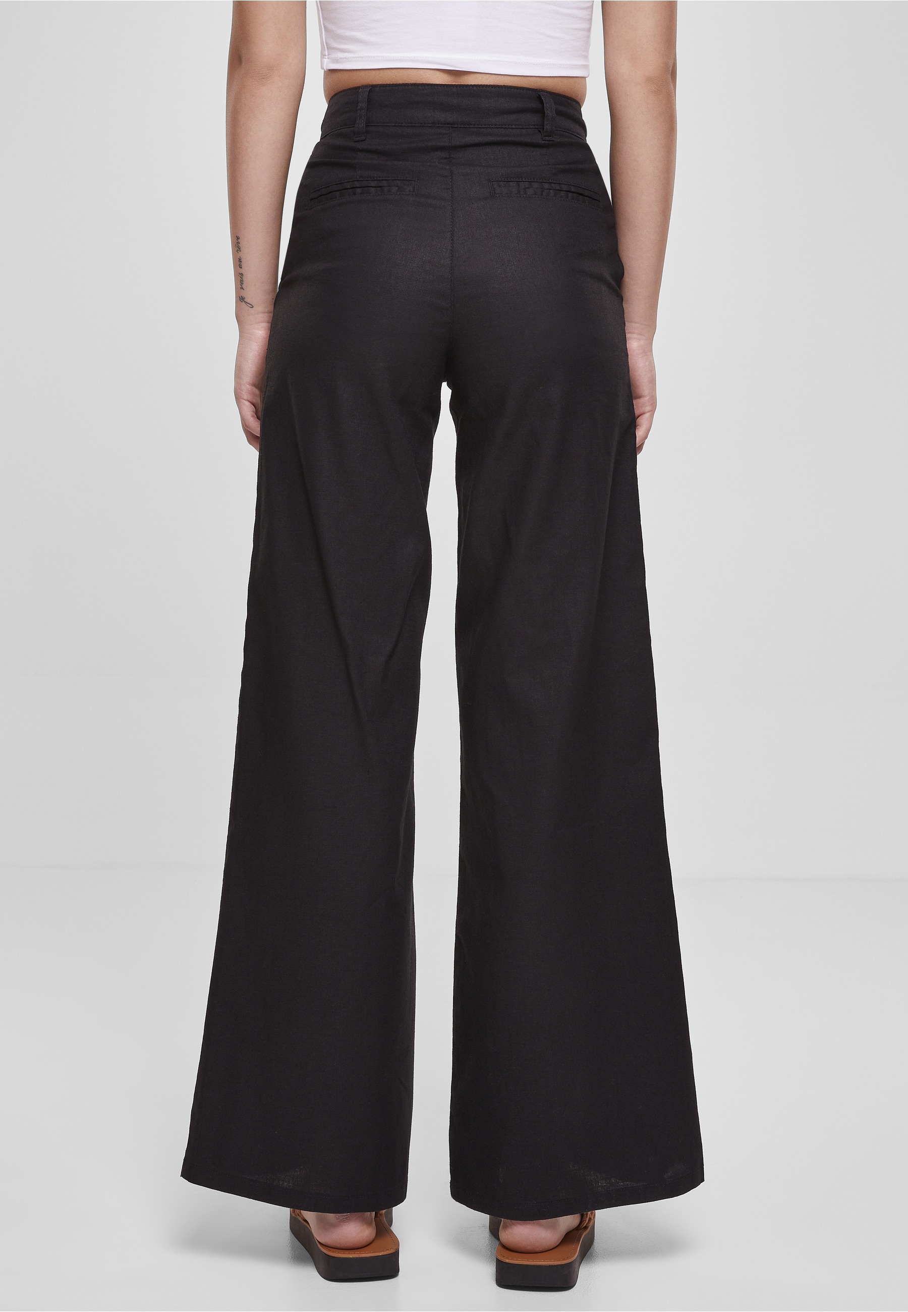 URBAN CLASSICS Stoffhose »Urban Classics Damen Ladies High Linen Mixed Wide Leg Pants«