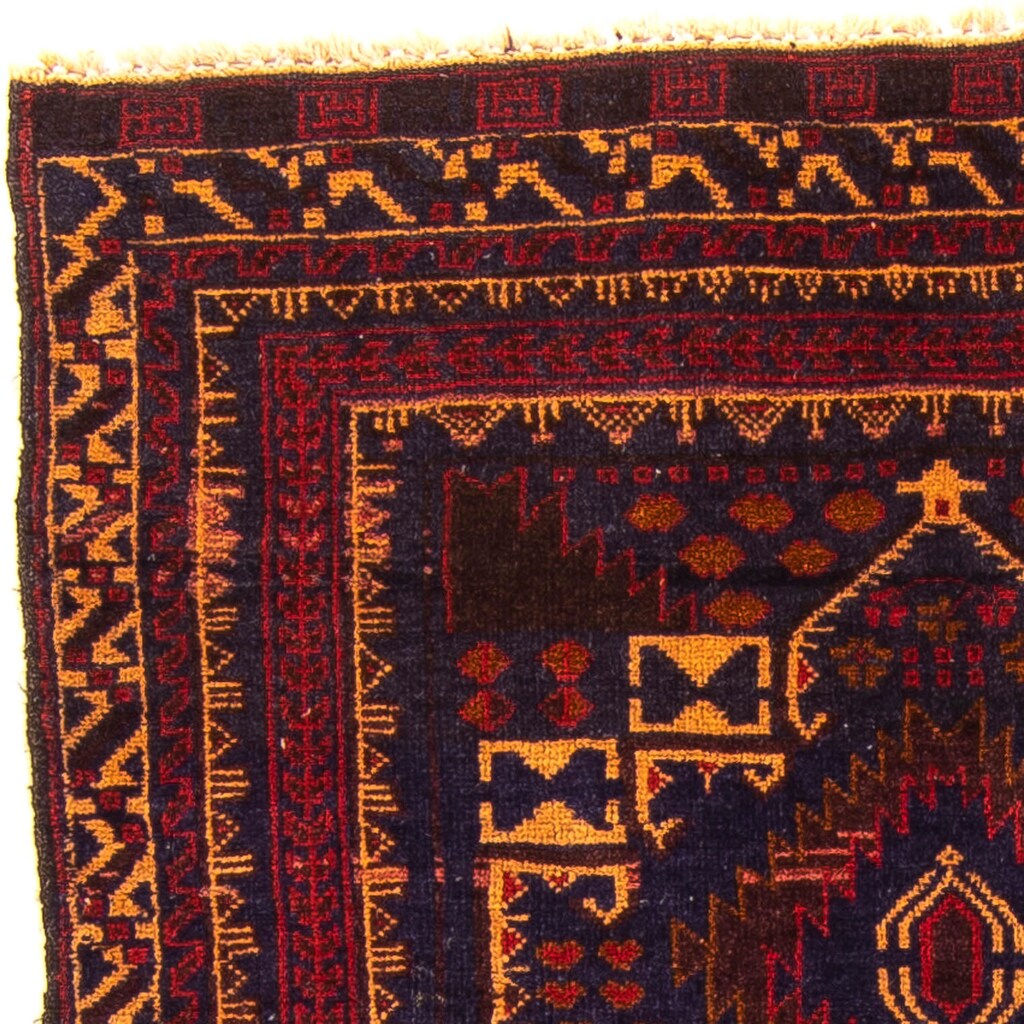morgenland Orientteppich »Belutsch - 200 x 100 cm - dunkelblau«, rechteckig, Wohnzimmer, Handgeknüpft, Einzelstück mit Zertifikat