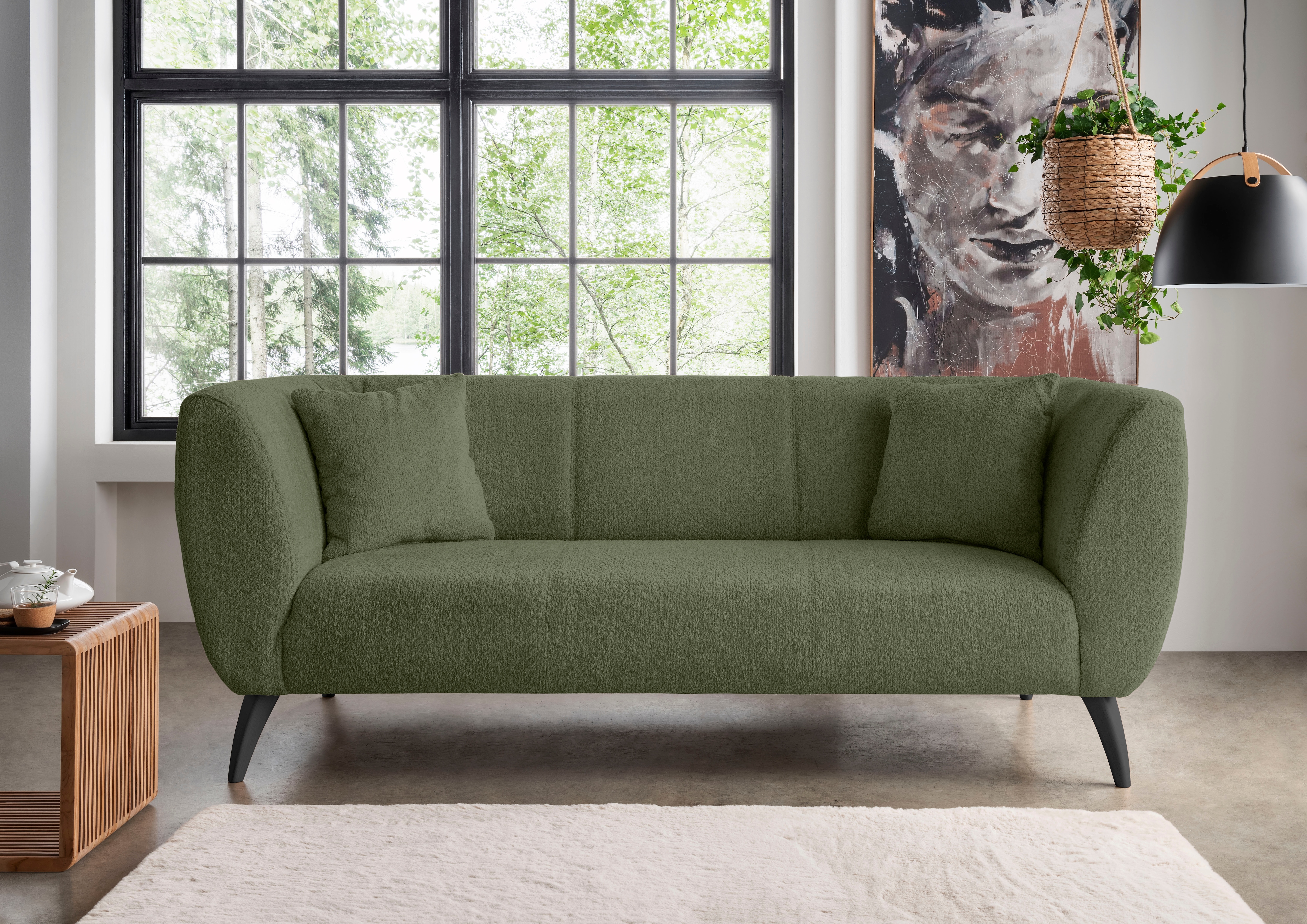 Home affaire 3-Sitzer "Colori modern und bequem, schmale Armlehnen, tolle Detailverarbeitung" zwei verschiedene Fußfarben wählbar