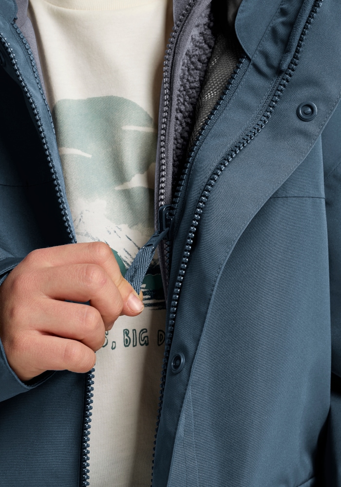 Jack Wolfskin 3-in-1-Funktionsjacke »3IN1 CANVEY KIDS« mit Kapuze 3-in-1 Kinderjacke, warm, wasserdicht