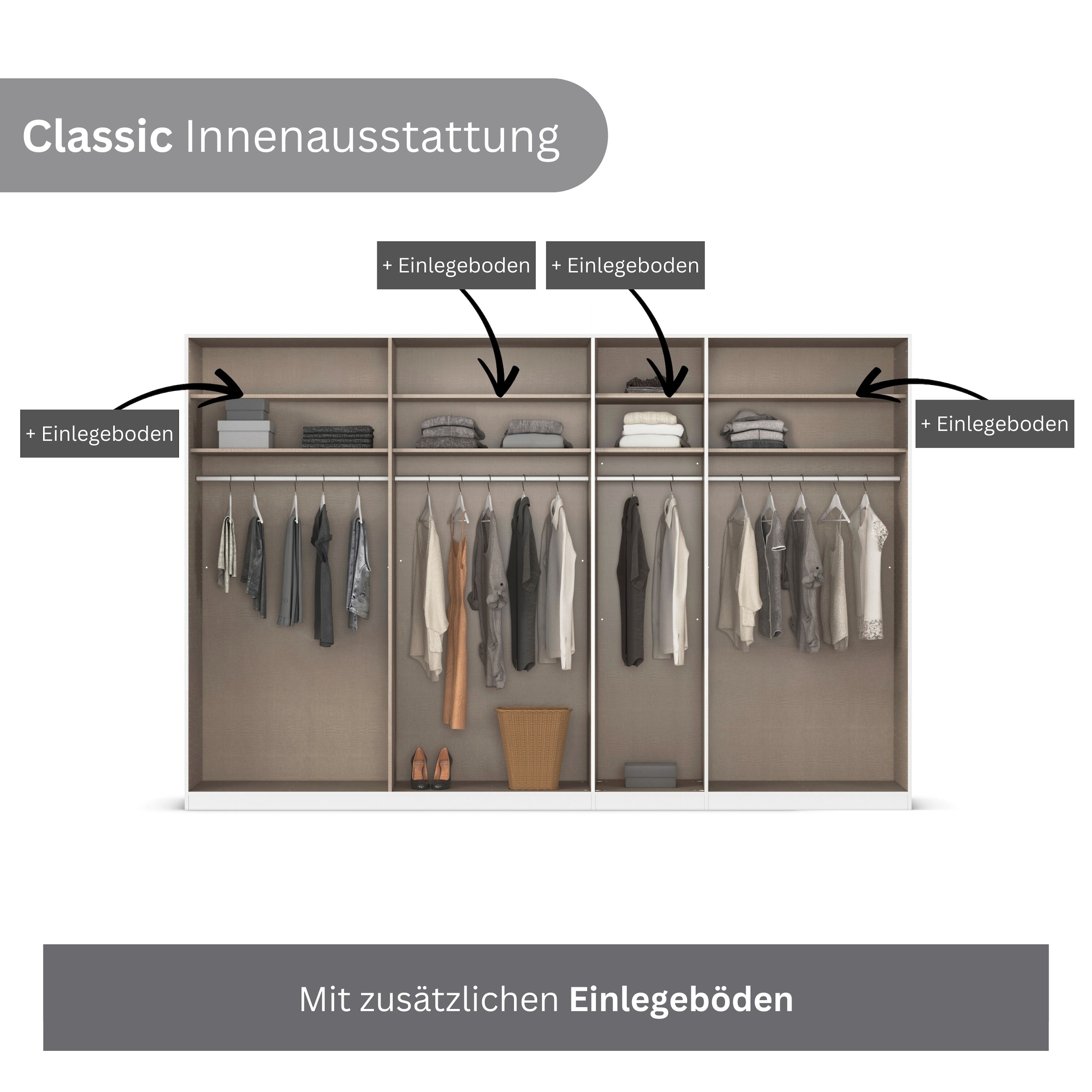 rauch Kleiderschrank, (in 3 verschiedenen Ausstattungen BASIC/CLASSIC/PREMIUM), mit hochwertigen Stangengriffen in Schwarz aus Metall MADE IN GERMANY