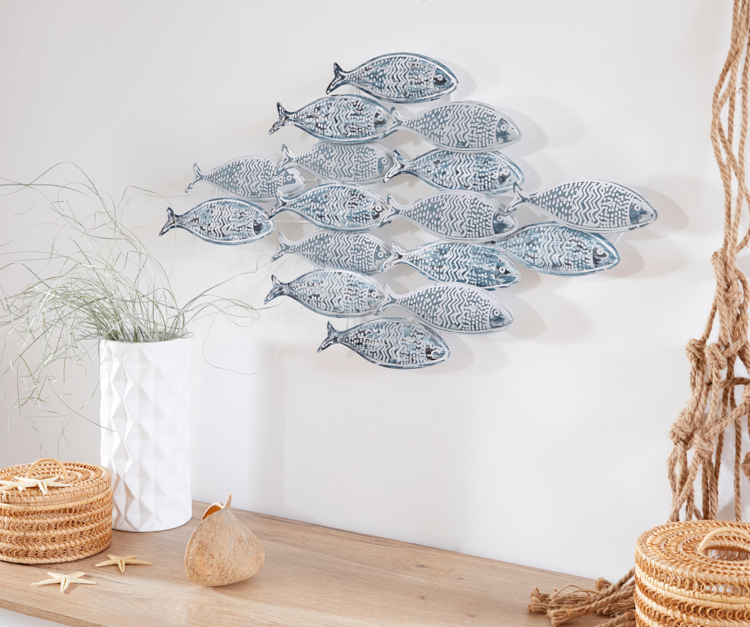 Home affaire Wanddekoobjekt »Fische«, Wanddeko aus Metall, Shabby Look  bestellen | BAUR