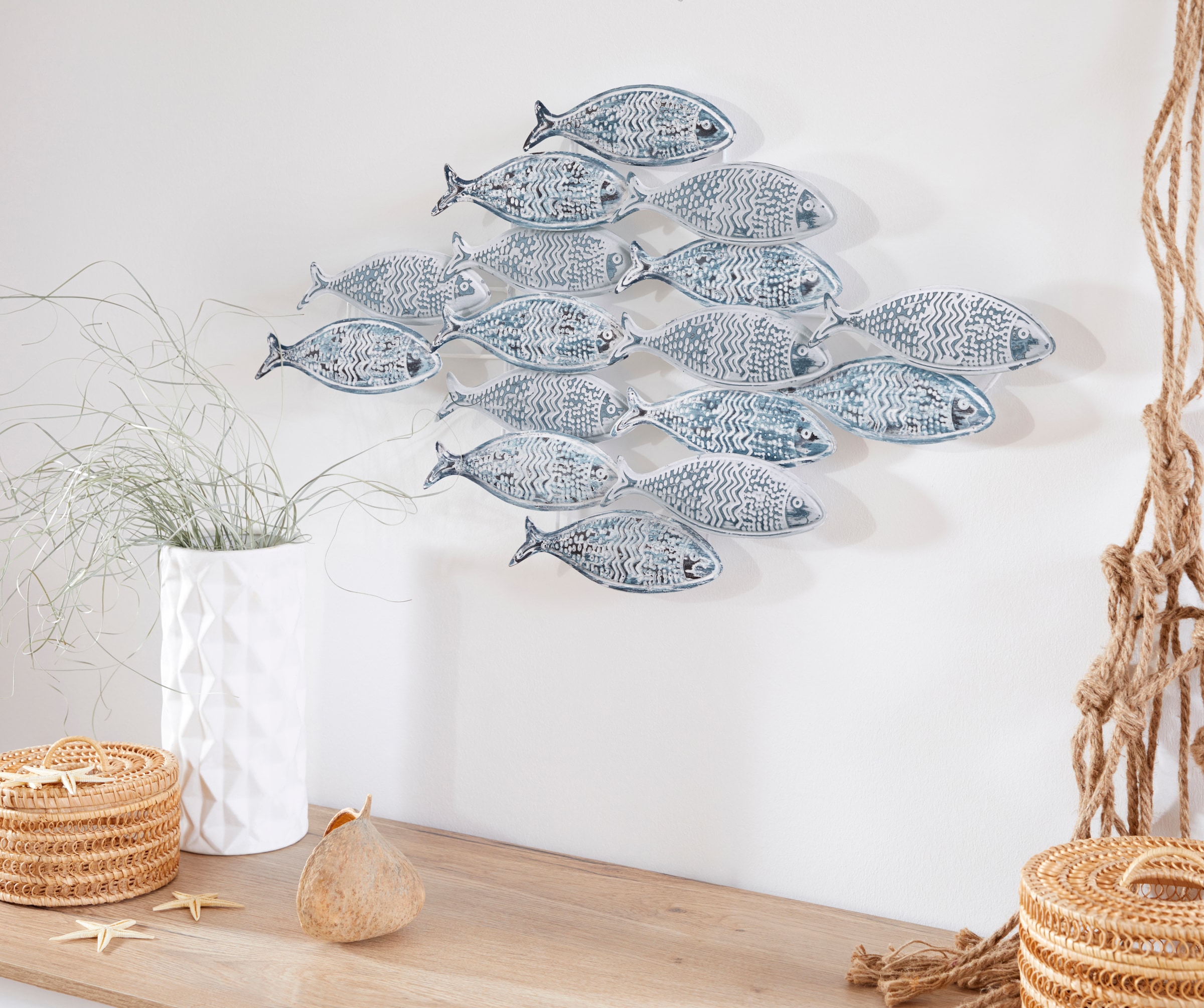 Home affaire Wanddekoobjekt "Fische", Wanddeko aus Metall, Shabby Look