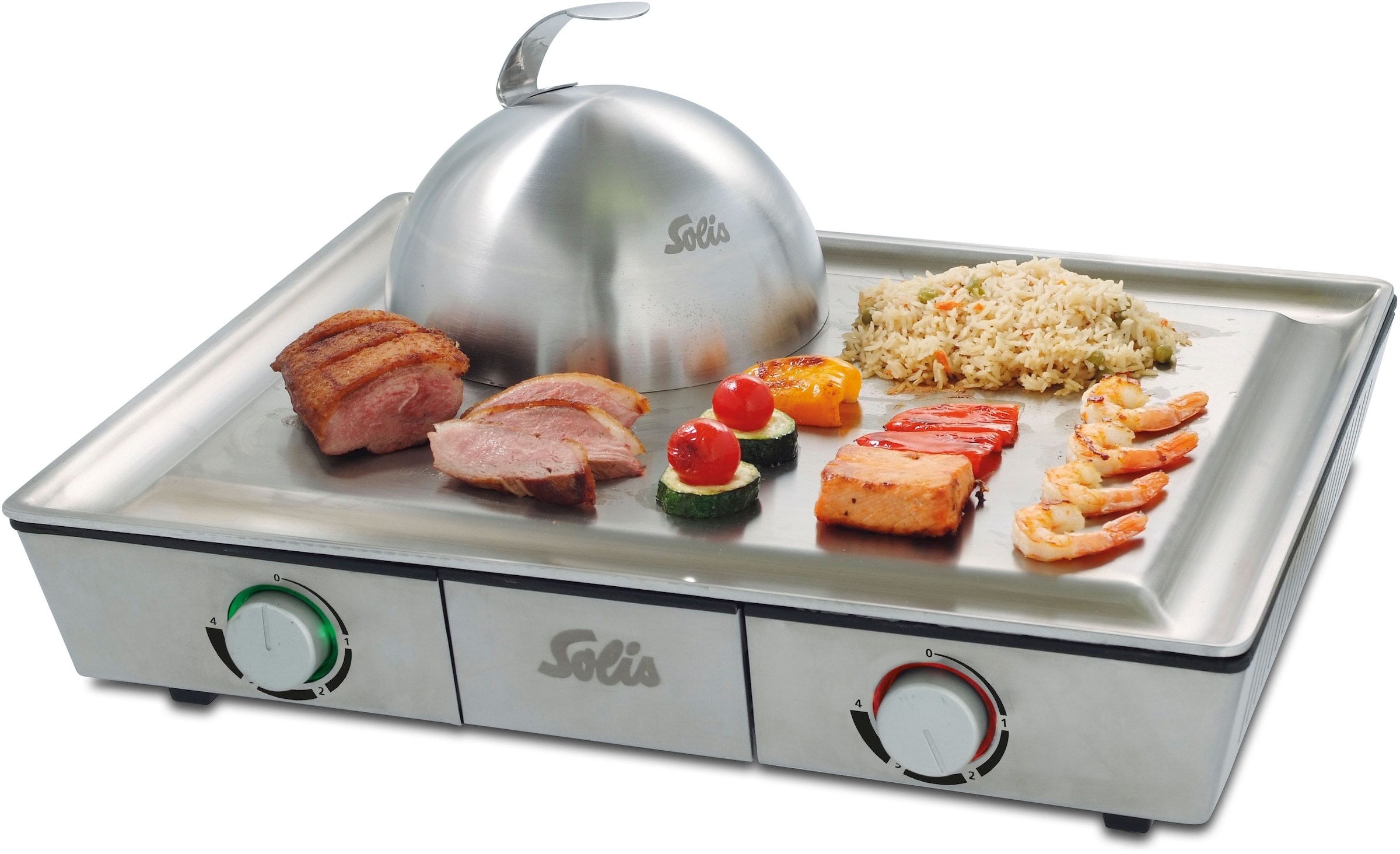 SOLIS OF SWITZERLAND Tischgrill "Teppanyaki@Home (Typ 795)", 2000 W, Beschichterter Grillbereich, Fettablauf