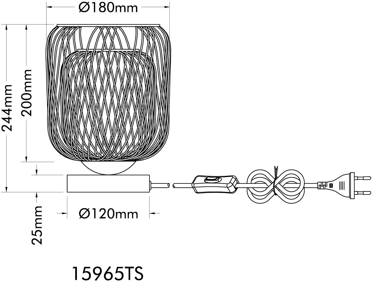 GLOBO LIGHTING Tischleuchte »DICHTI«, Leuchtmittel E27 | ohne Leuchtmittel, Tischlampe/schwarz/Metallgeflecht/Wohnzimmer/Schlafzimmer