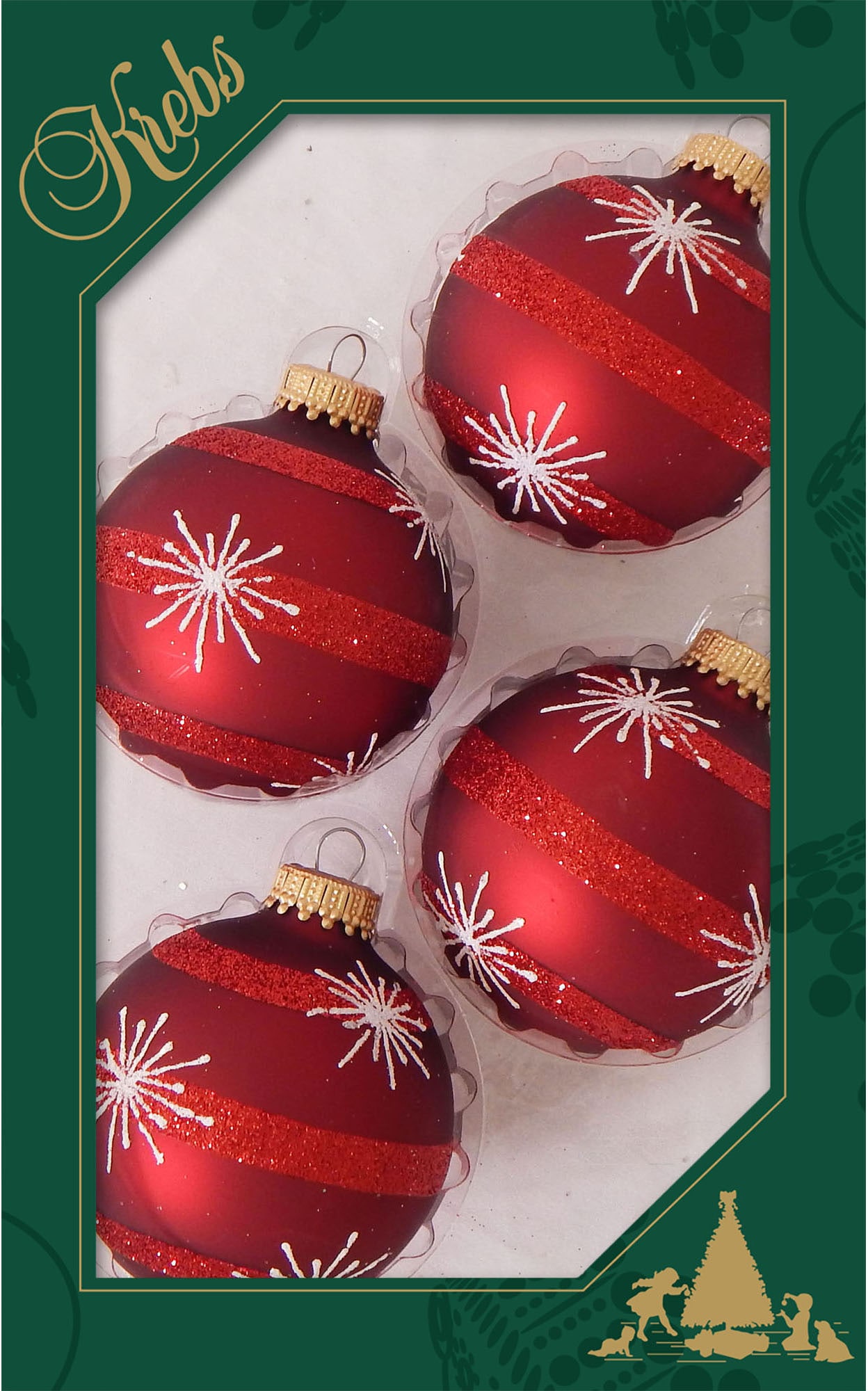 Krebs Glas Lauscha Weihnachtsbaumkugel »CBK90214, Weihnachtsdeko rot, Christbaumschmuck, Christbaumkugeln Glas«, (Set, 4 St.), aus Glas, mit Sternendekor