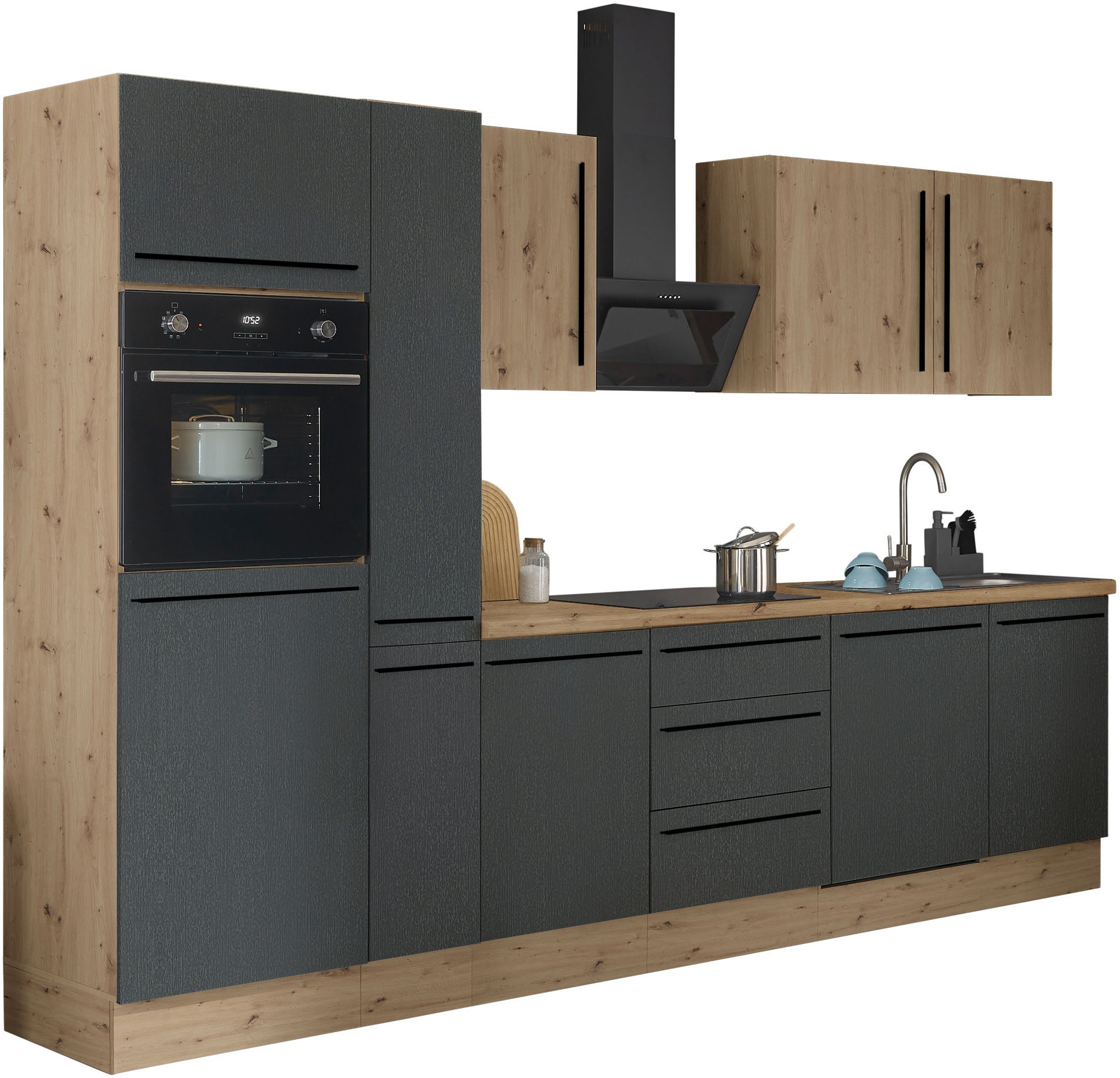 KOCHSTATION Küchenzeile »Florida« Breite 310 cm, wahlweise mit E-Geräten,Softclose für Türen/Schubkästen