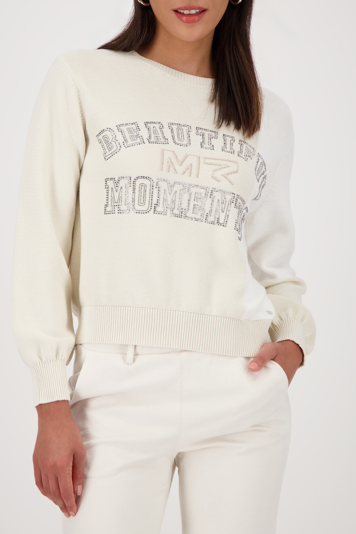 Monari Strickpullover "Pullover Colorblock + Schmuck", Mit Rundhalsausschni günstig online kaufen