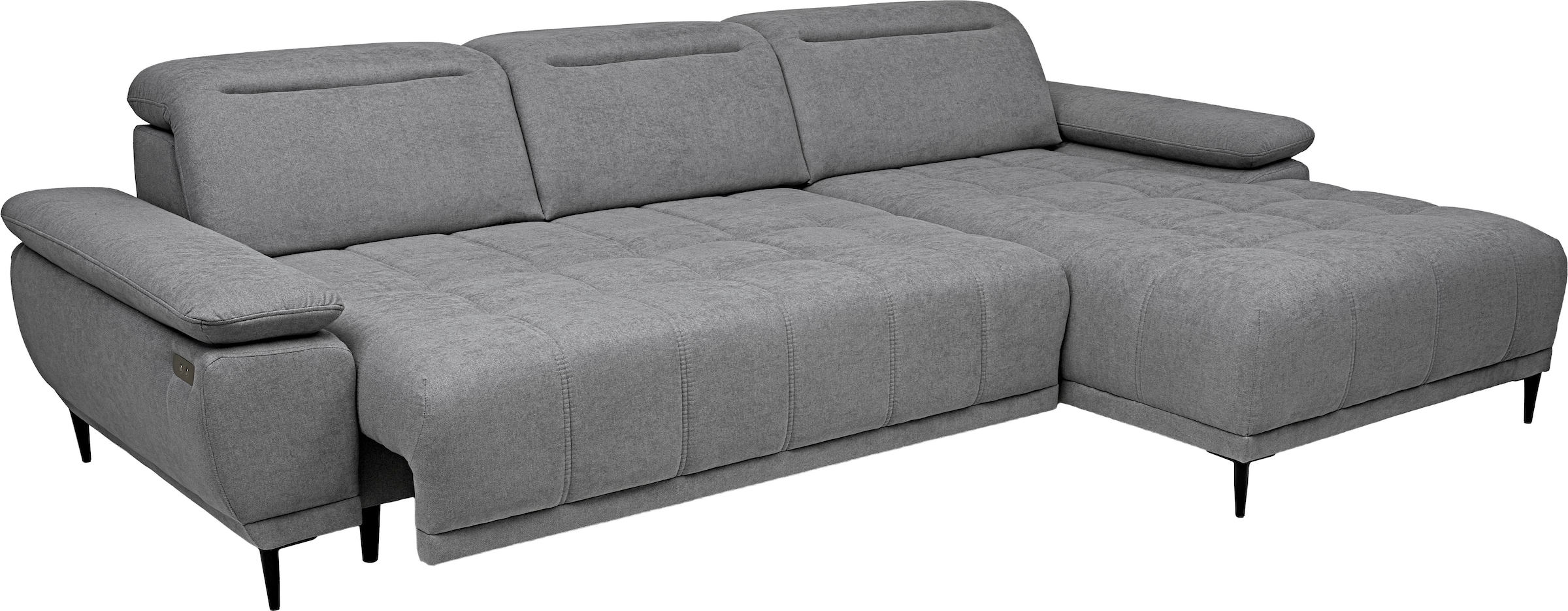 WERK2 Ecksofa »Focus-S elektr. Sitztiefenverstellung, verst. Kopfteile, bodenfrei« Luxus-Microfaser weich, L-Form, XXL, elektrische Sitztiefenverstellung