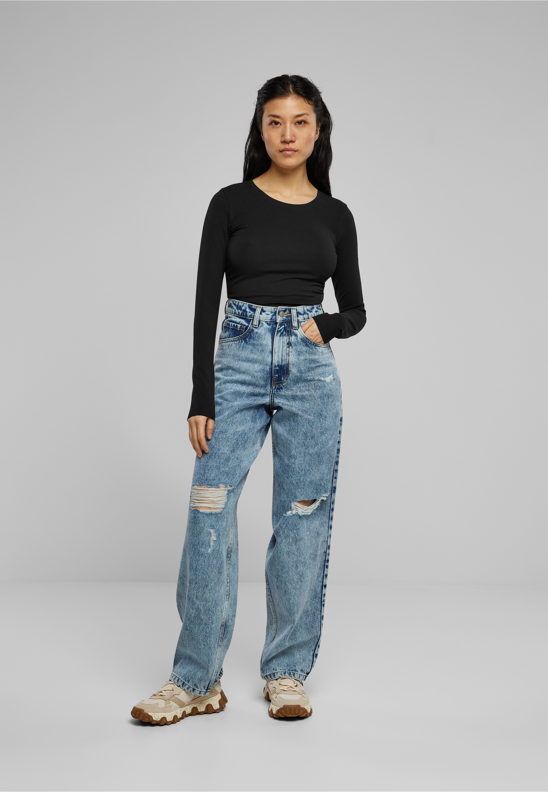 URBAN CLASSICS Langarmshirt »Urban Classics Damen Ladies Stretch Jersey Longsleeve Body« 1