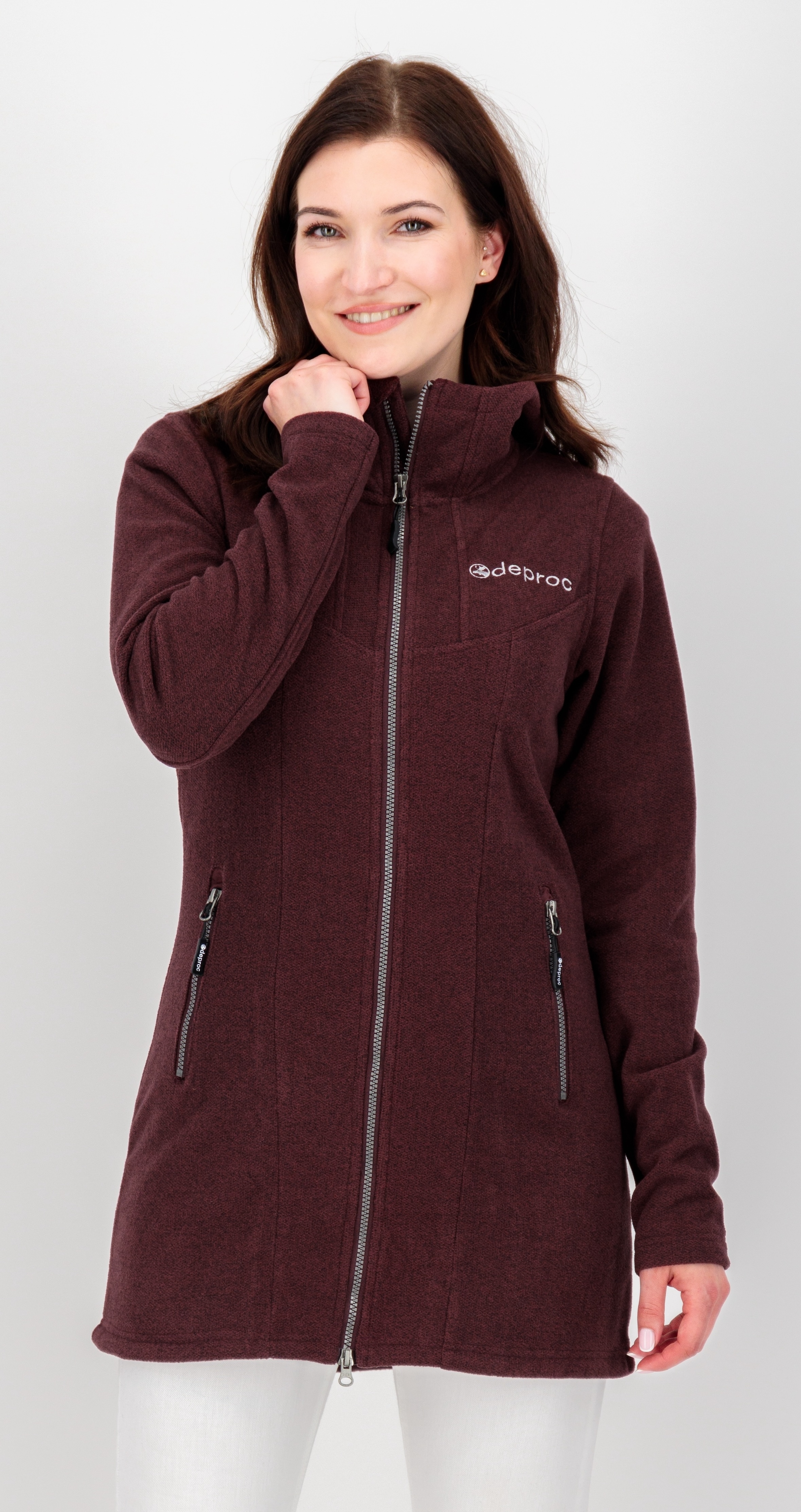 DEPROC Active Fleecejacke "GLORY APRIL" mit Kapuze mit 2-Wege-Reißverschluss