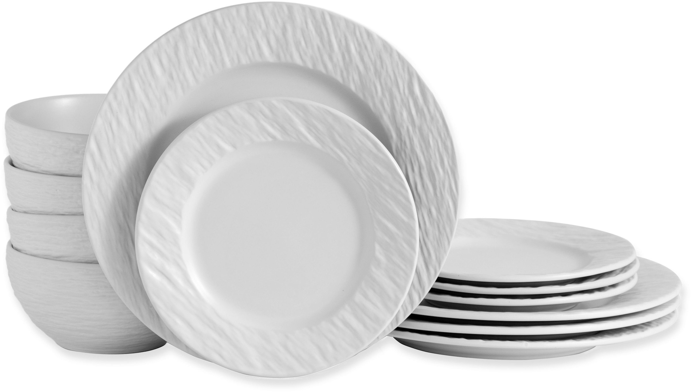 ECHTWERK Tafelservice »"New Modern"«, (Set, 12 tlg.), Modernes Geschirrset in Schiefer-Optik, hochwertige Stoneware