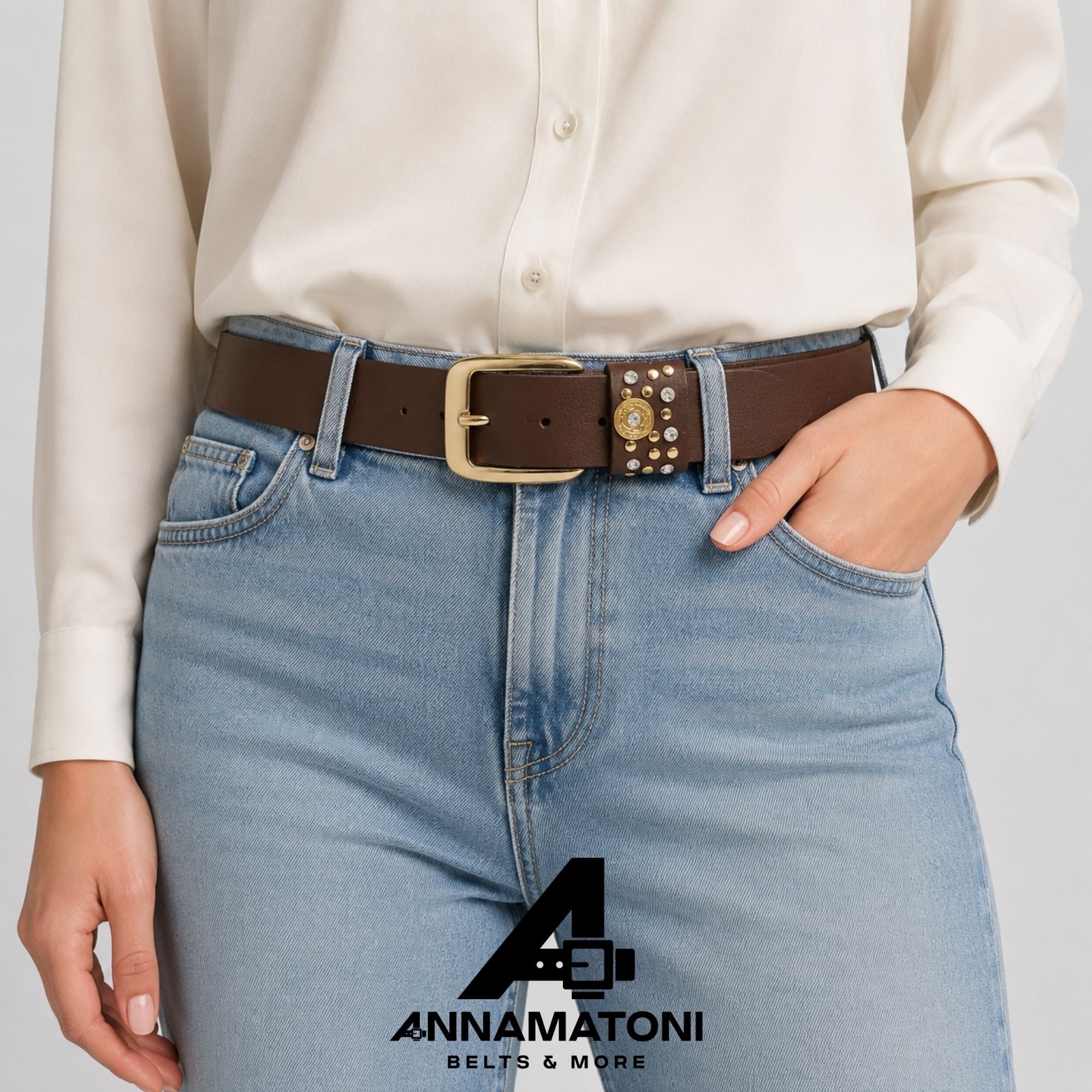 AnnaMatoni Ledergürtel »AnnaMatoni AnnaMatoni Damen Ledergürtel mit goldfarbener«
