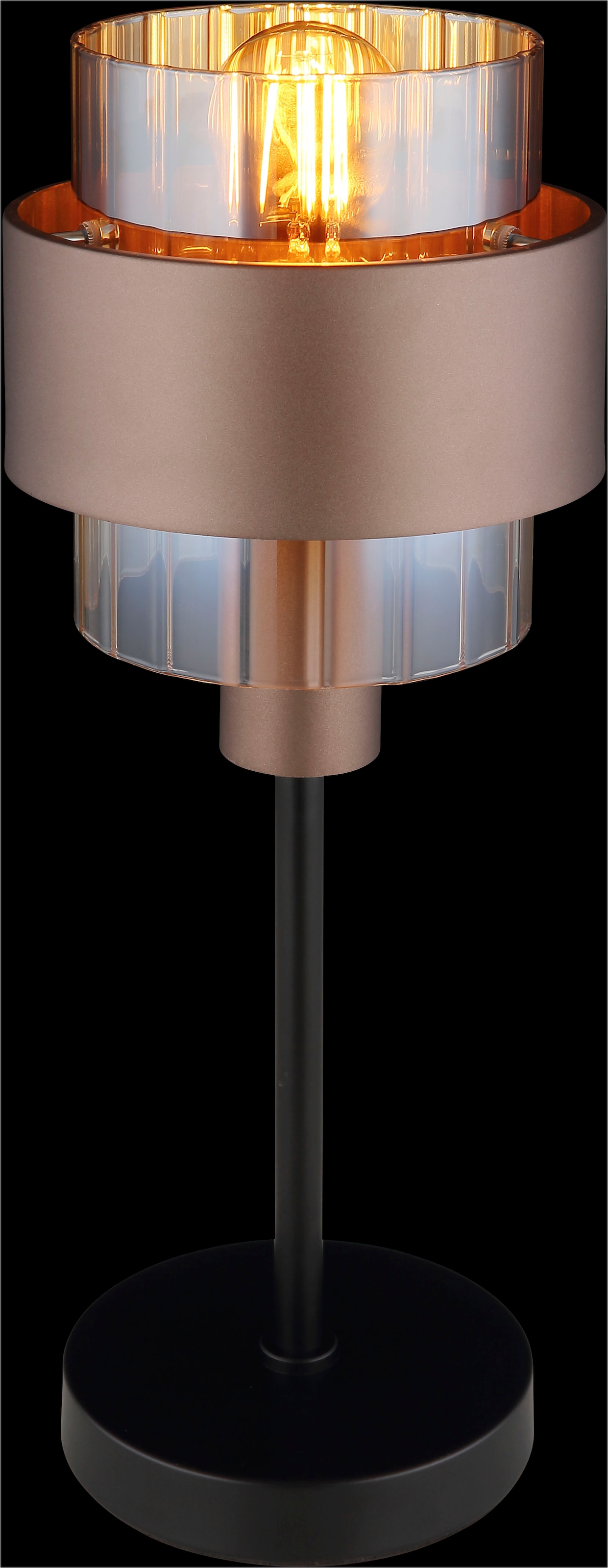 GLOBO LIGHTING Tischleuchte »MILLEY« E27 1 Stk. Tischlampe Glas amber bronzefarben ø: 185mm, H: 470mm Schlafzimmer
