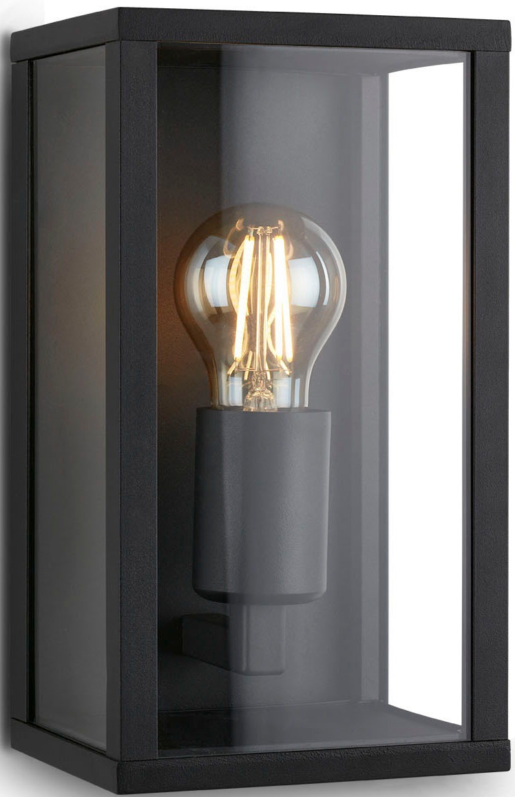 Briloner Leuchten Außen-Wandleuchte "3638015 LUANDA" E27 Außenleuchte, 26x14x13,5cm, Schwarz, max.12W, E27, Aussen, Hauswand