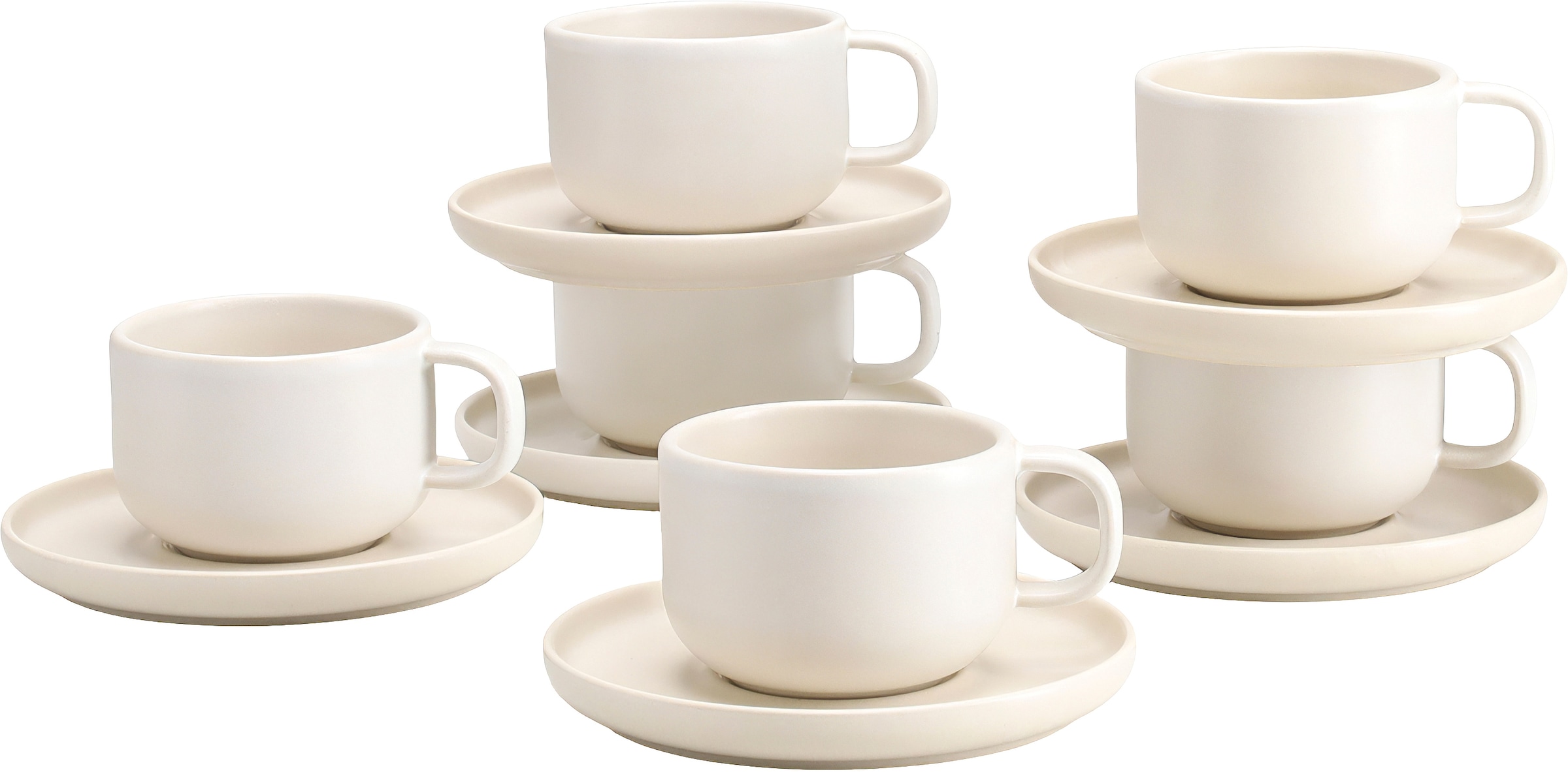 CreaTable Tasse "Uno, Kaffeetassen, Set 12-tlg." hochwertiges Steinzeug, seidenmatte Spezialglasur