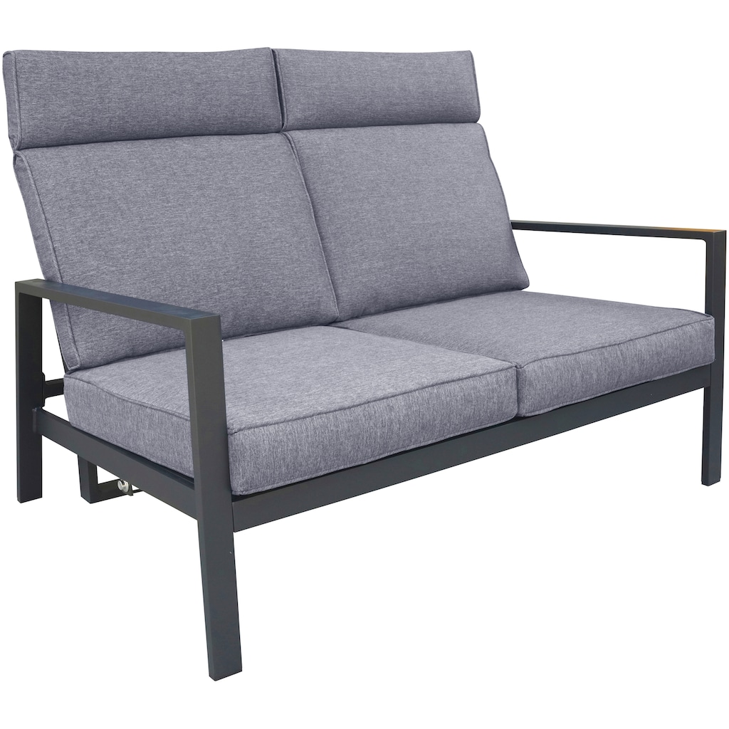 KONIFERA Gartenlounge-Set »Detroit«, (Set, 4 tlg., 1x 2er Sofa, 2x Sessel, 1x Tisch 100x60x42 cm, Aluminium)