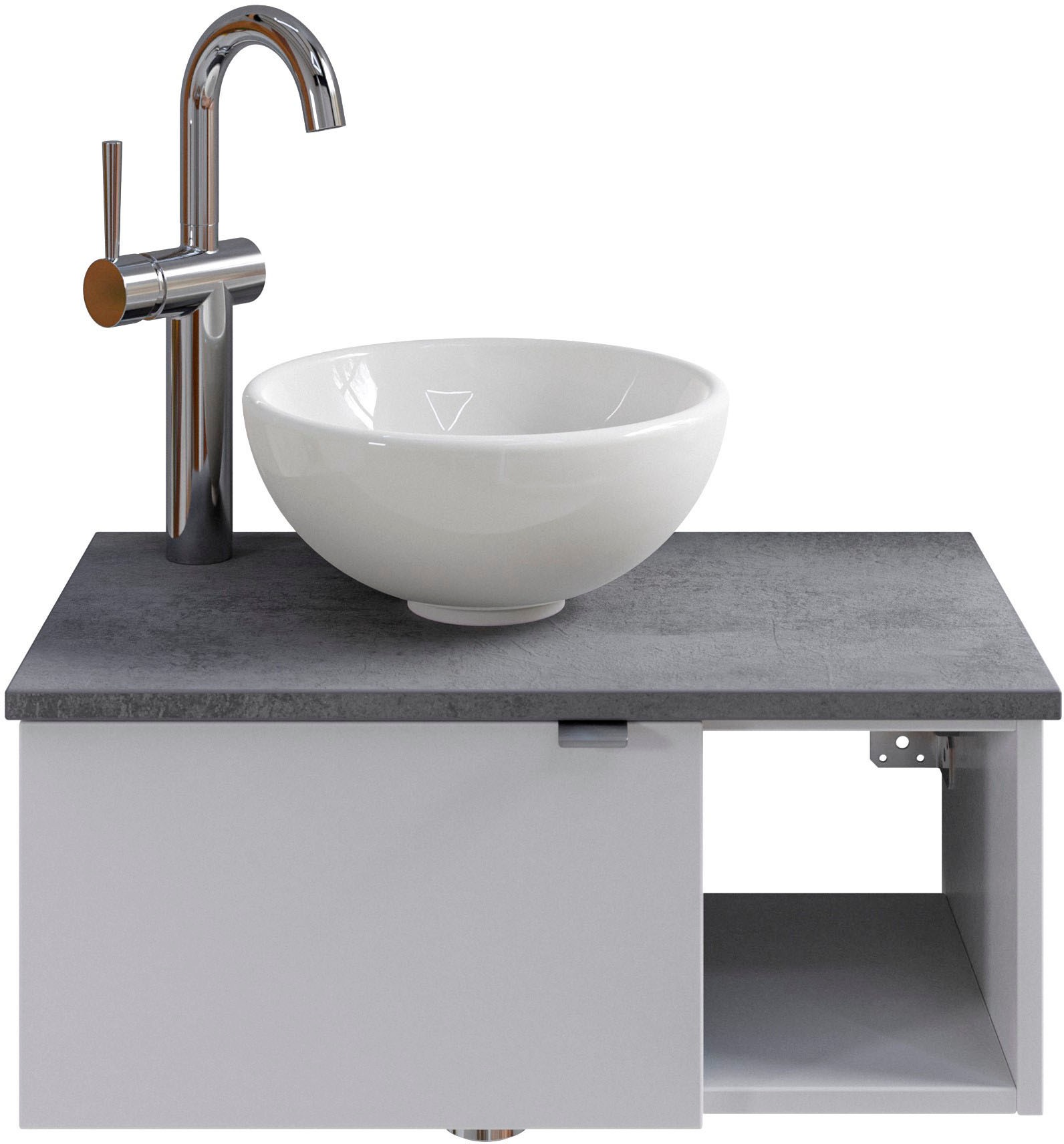 Saphir Badmöbel-Set »Serie 6915«, (4 St.), Gäste-Bad, 61 cm breit, mit LED-Spiegel, offenem Fach und 1 Tür