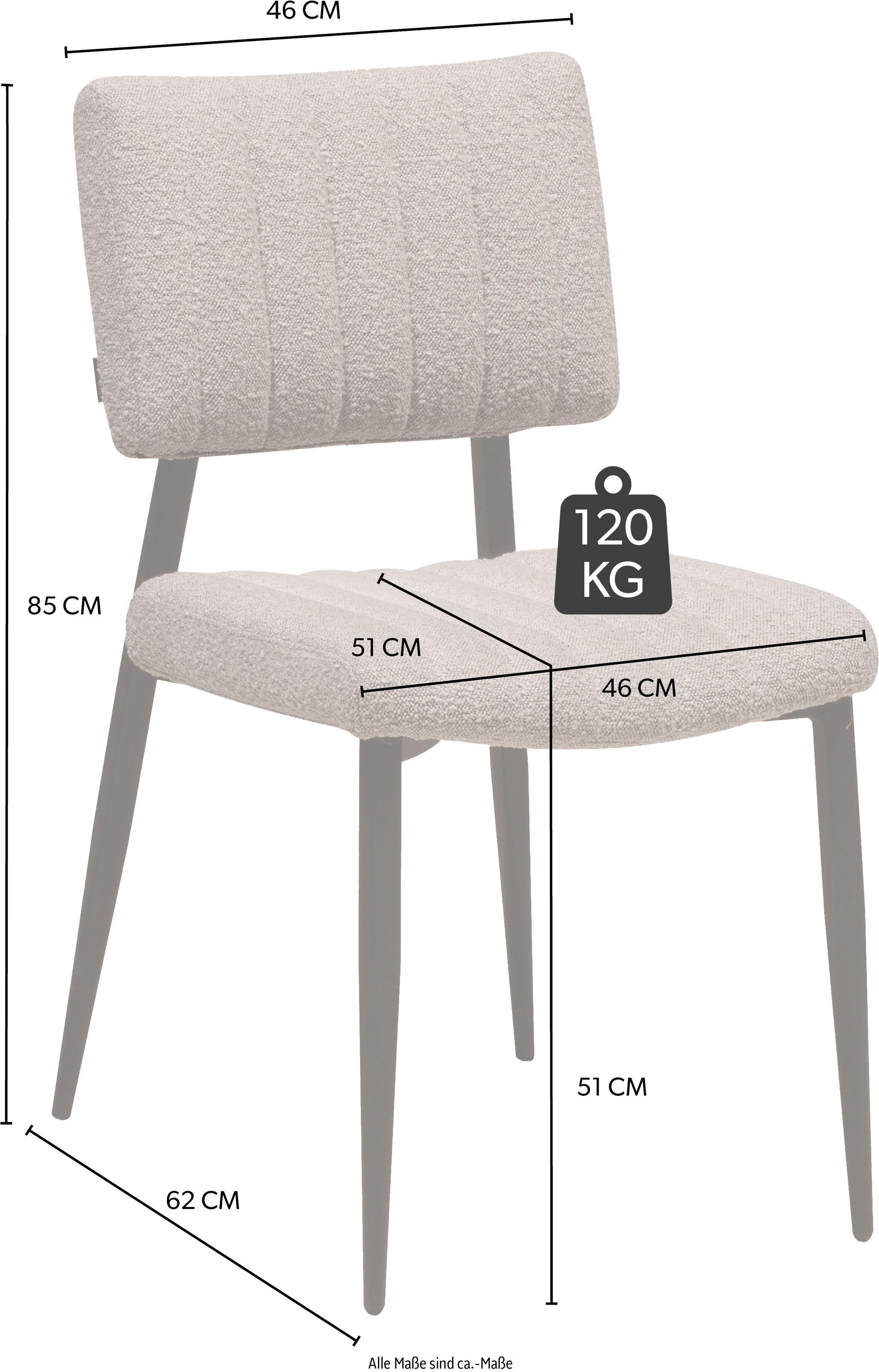 OMG Design Esszimmerstuhl »Dirk«, (Set), 2 St., Stoff, moderner Boucle Bezug, bequem gepolstert
