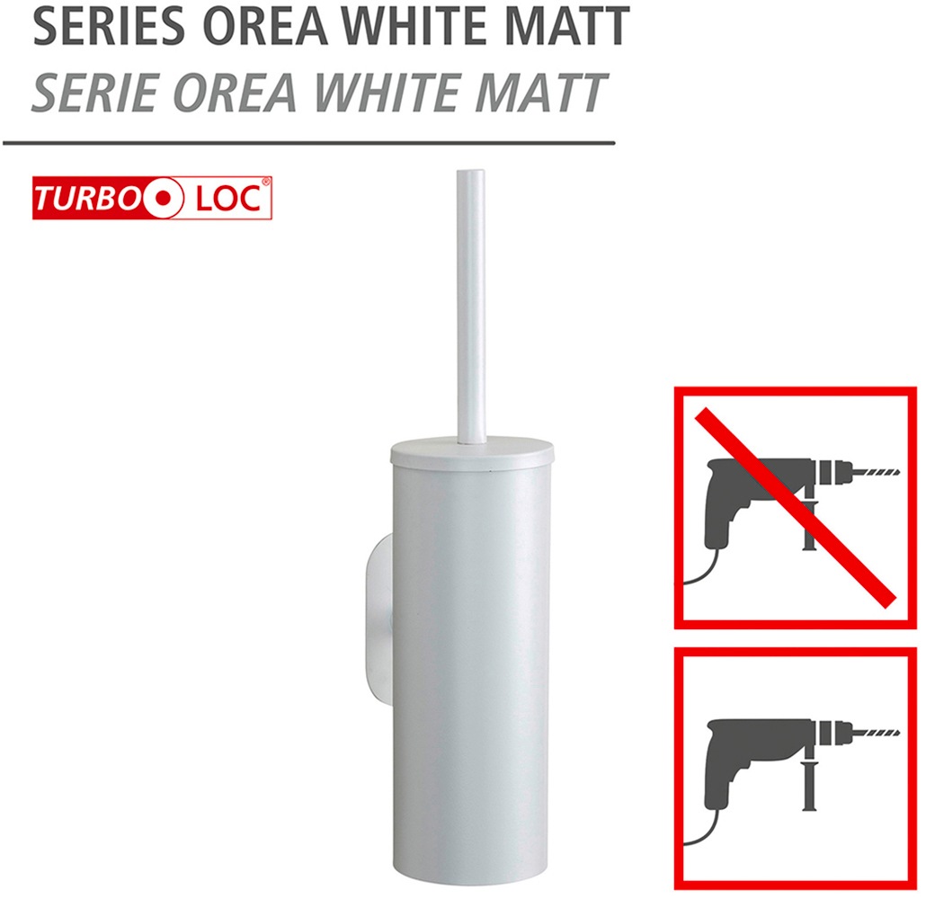 WENKO WC-Garnitur »Turbo-Loc® Modell Orea«, aus Edelstahl, mit Klobürste, Wandbefestigung ohne Bohren, rostfreier Edelstahl
