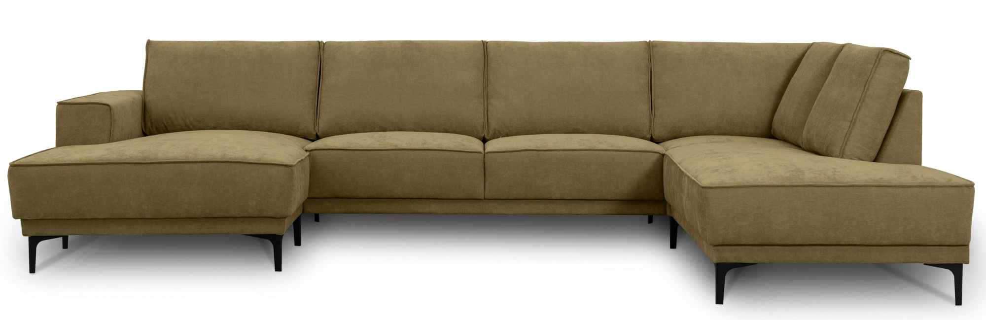 Places of Style Wohnlandschaft »XXL Sofa Oland, Struktur, Flachgewebe, Luxus-Microfaser, Boucle«, U-Form, 345 cm, Wellenunterfederung, Skandi-Design, Metallfüße