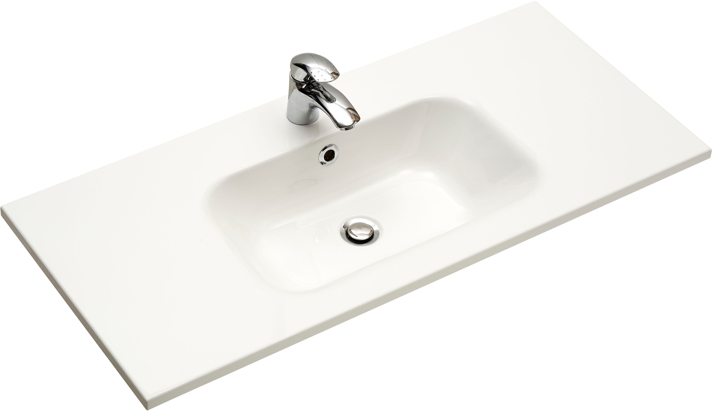 Saphir Badmöbel-Set »Quickset Mineralmarmor-Waschtisch mit LED-Spiegel, Unterschrank«, (7 St.), Hängeschrank, Hochschrank, 6 Türen, 2 Schubladen, 7 Glas-Einlegeböden