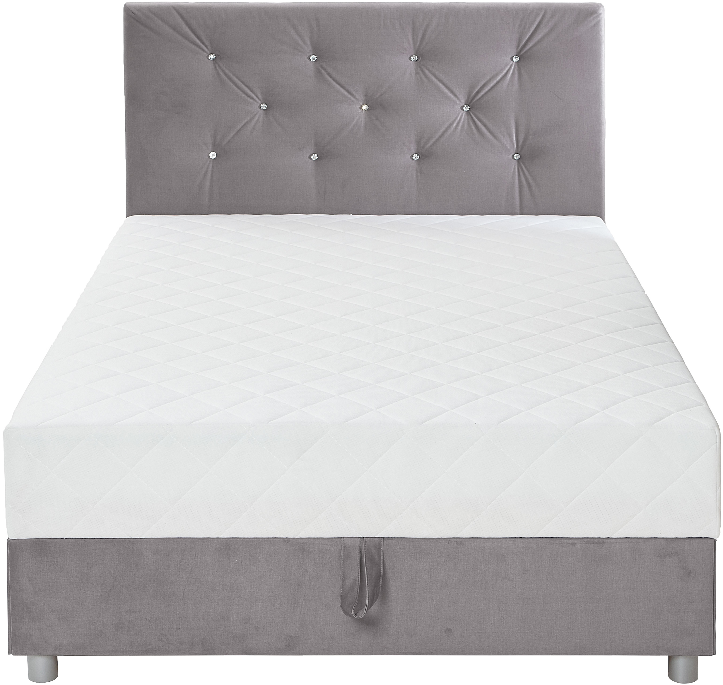 ATLANTIC home collection Boxbett »CELIA im hochwertiger Samtoptik«, mit Taschen-Federkernmatratze, Bettkasten und Strass-Steinen