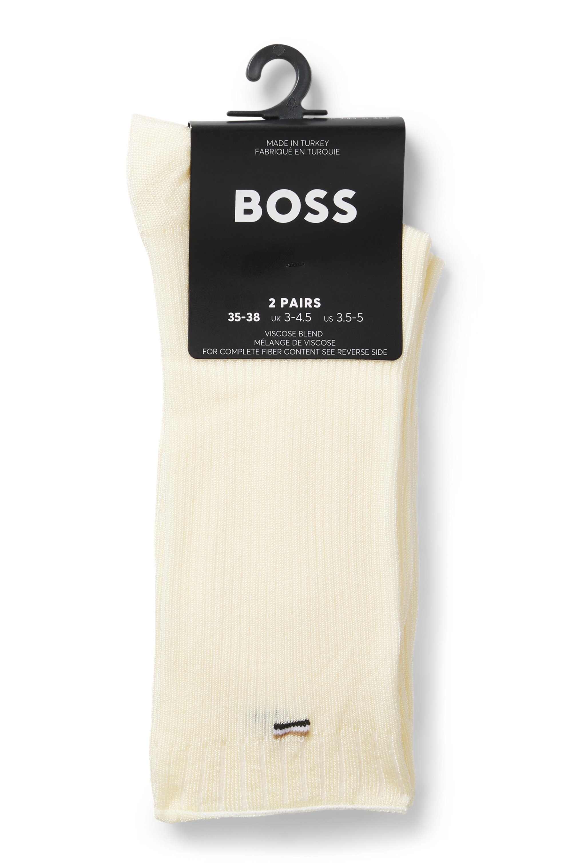 BOSS Feinsocken Packung, 2 Paar tlg. fein gerippt, verstärkte Fersen- und Zehenpartie