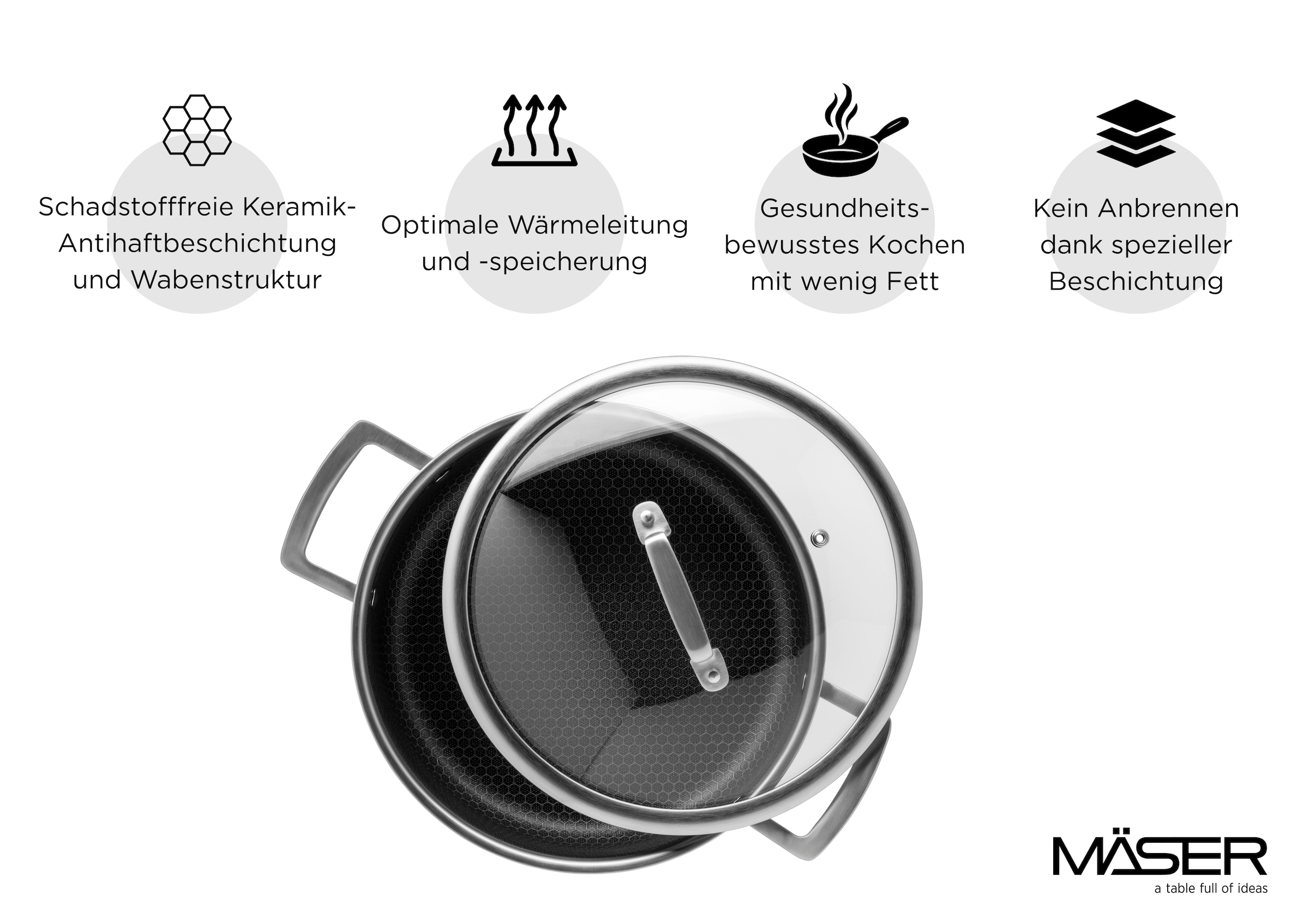MÄSER Kochtopf »Hestia Keramik« Set, 2 tlg. Edelstahl 18/10