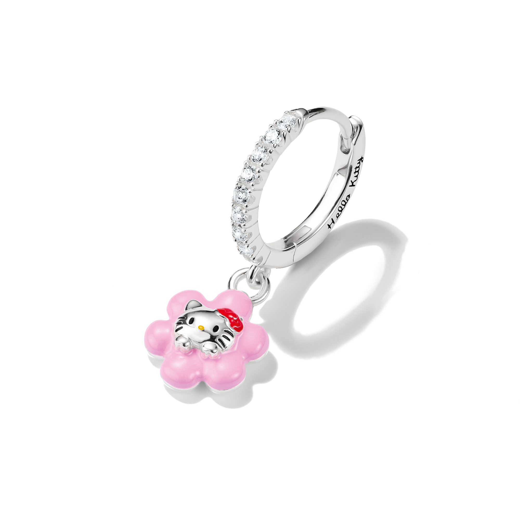 THOMAS SABO Single-Creole »THOMAS SABO ♡ Hello Kitty Single Creole Blume« mit Zirkonia (synth.) - Emaille