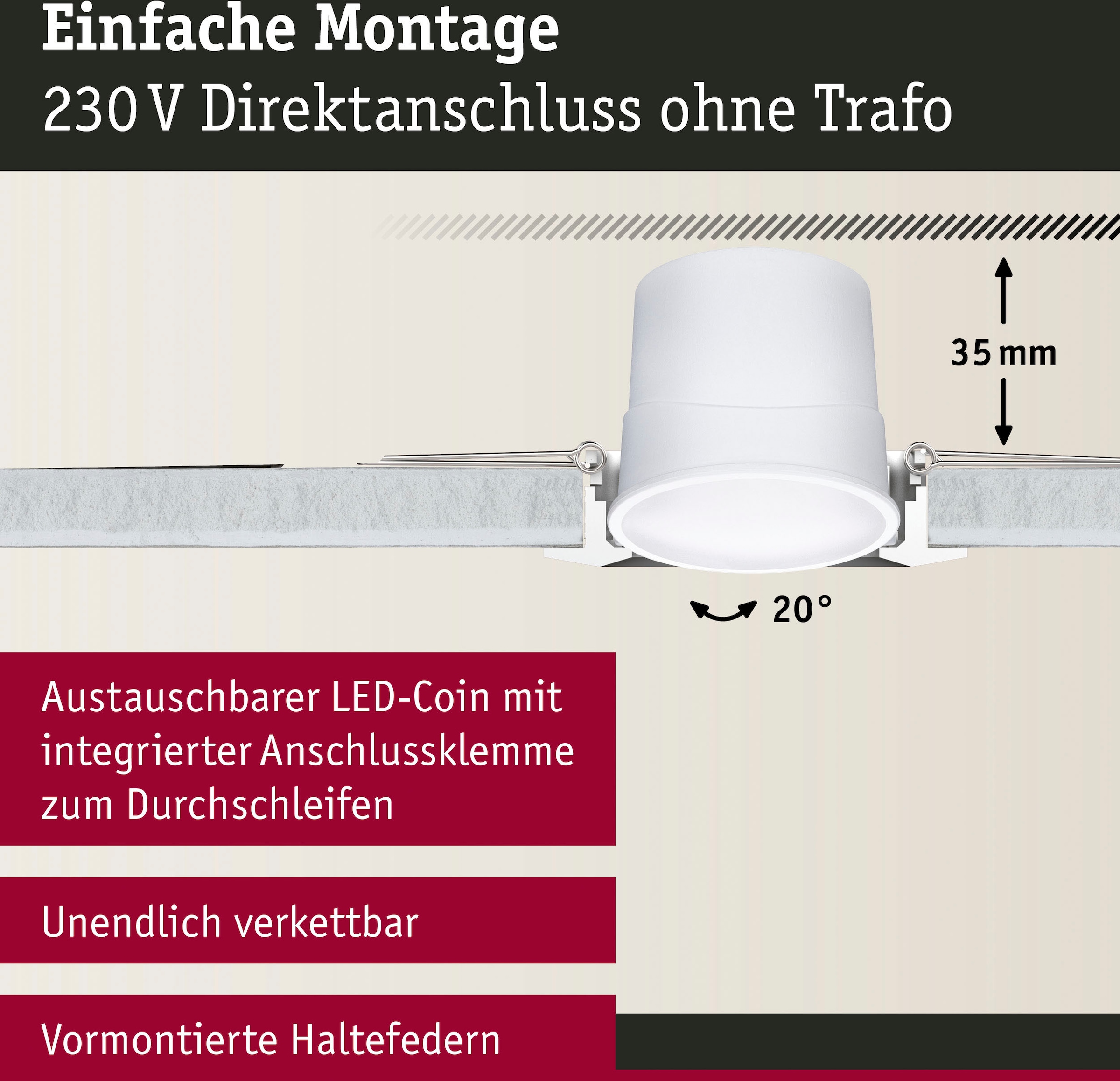 Paulmann LED Einbauleuchte Weiß«, 230V | Basisset BAUR »Base 3 Zigbee flammig-flammig, 3x420lm