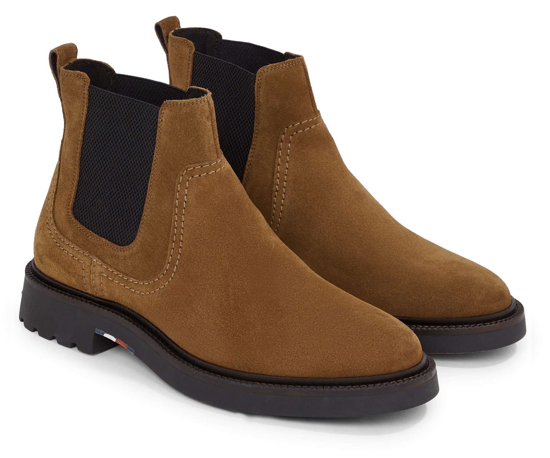 Tommy Hilfiger Chelseaboots "HILFIGER COMFORT LWT SUEDE CHEL", Blockabsatz, Businessmode, Stiefelette, Boots mit Stretch