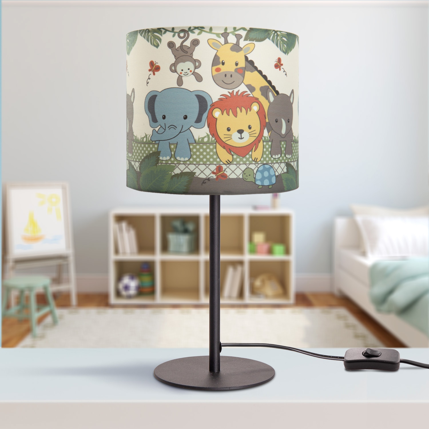 Paco Home Tischleuchte Lampe Kinderzimmer Dschungel-Tiere, | »Diamond im Tischleuchte LED E14 634«, 1 BAUR Kinderlampe flammig-flammig, Sale