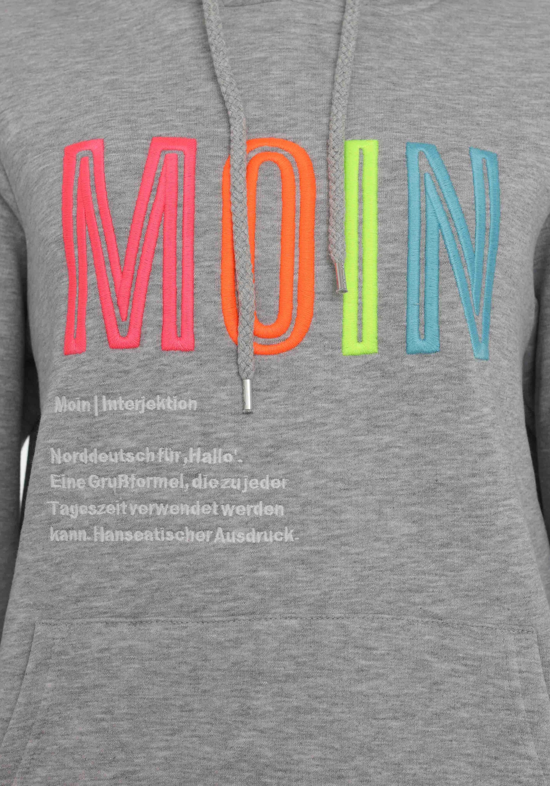 Zwillingsherz Sweatshirt, mit Kapuze, Frontprint, Neondetail