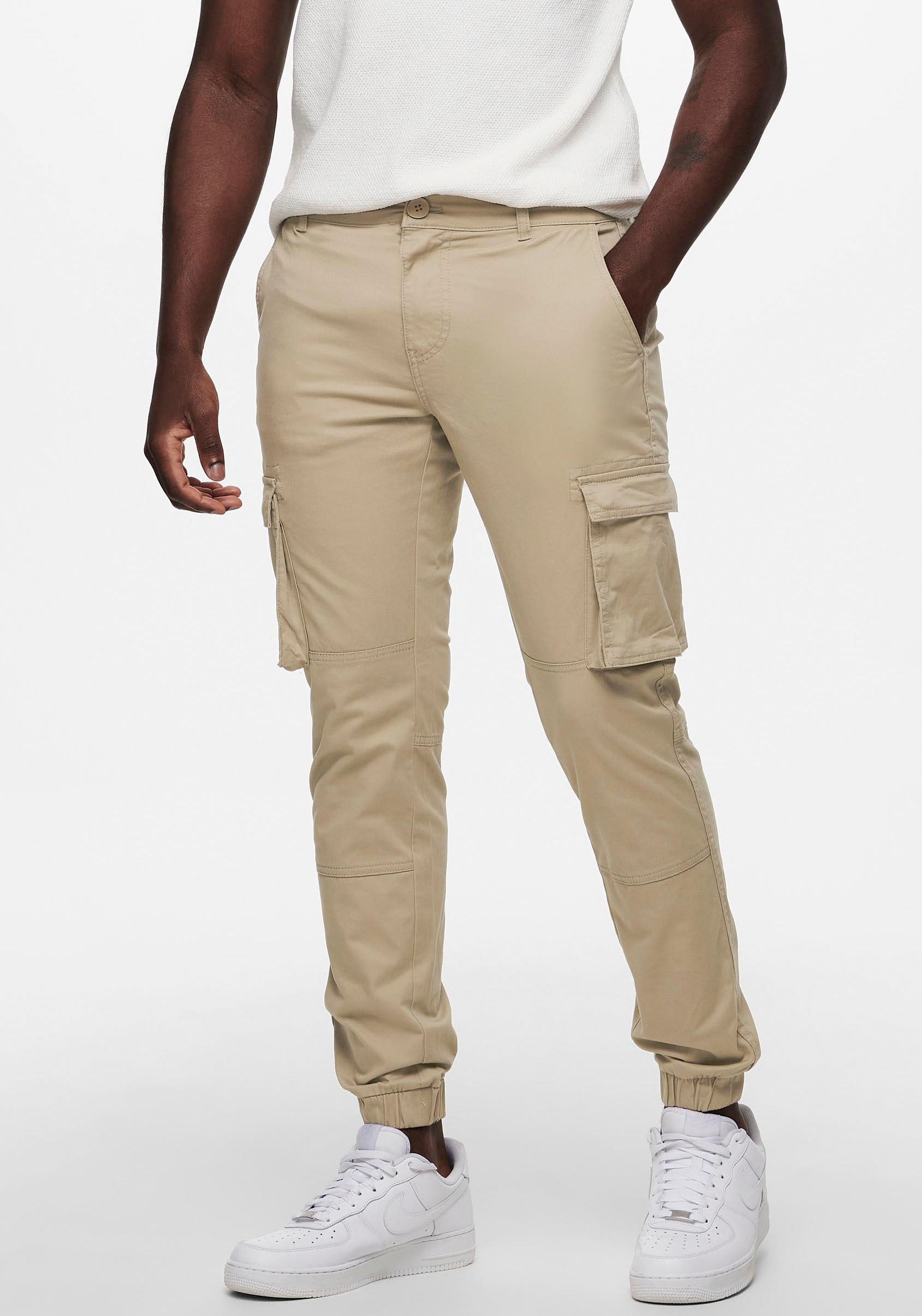 Only & Sons Herren Cargo Hose ONSCAM STAGE 6687 - Tapered Fit - Grau günstig online kaufen