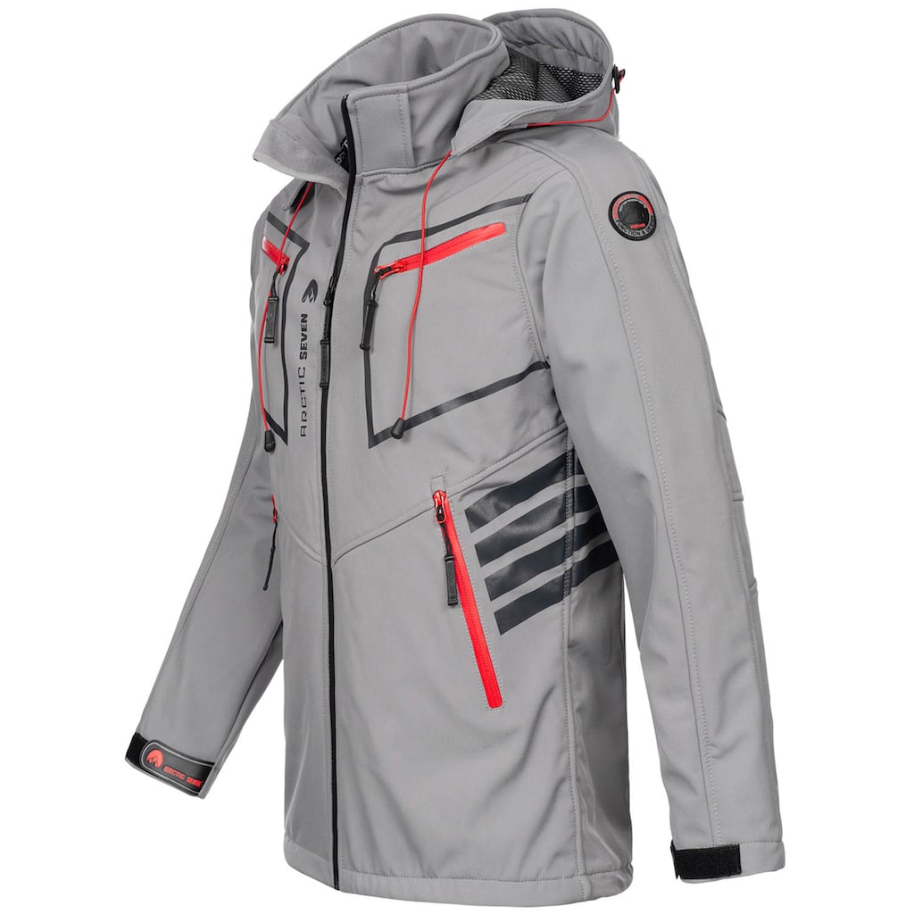 Arctic Seven Softshelljacke »ASPierr«, sportliche Outdoor Funktionsjacke mit abnehmbarer Kapuze