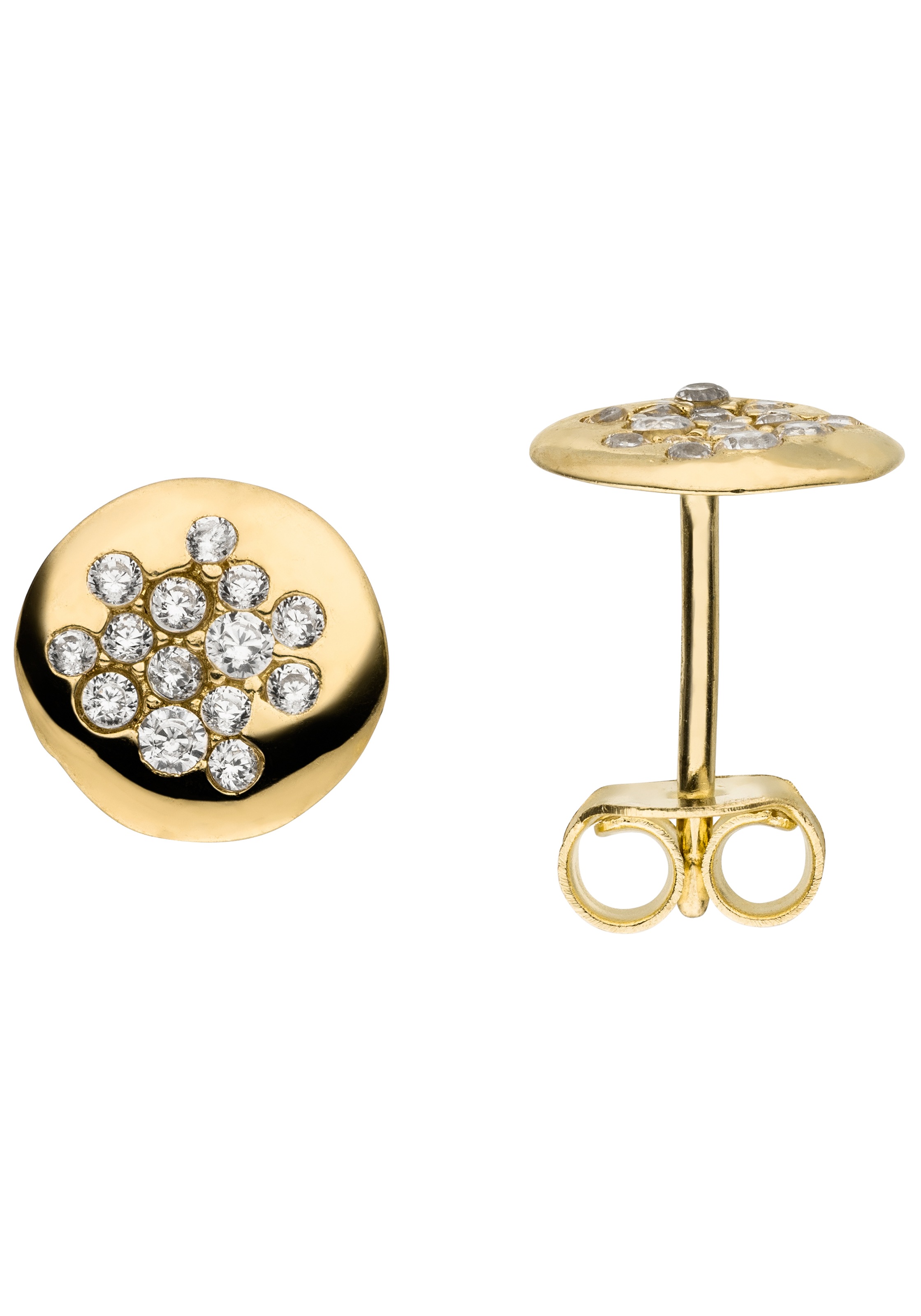 Paar Ohrstecker JOBO, gold (gelbgold 333, weiß), Ohrringe, Damen, 7,3mm, Gelbgold 333, 333 Gold mit 28 Zirkonia