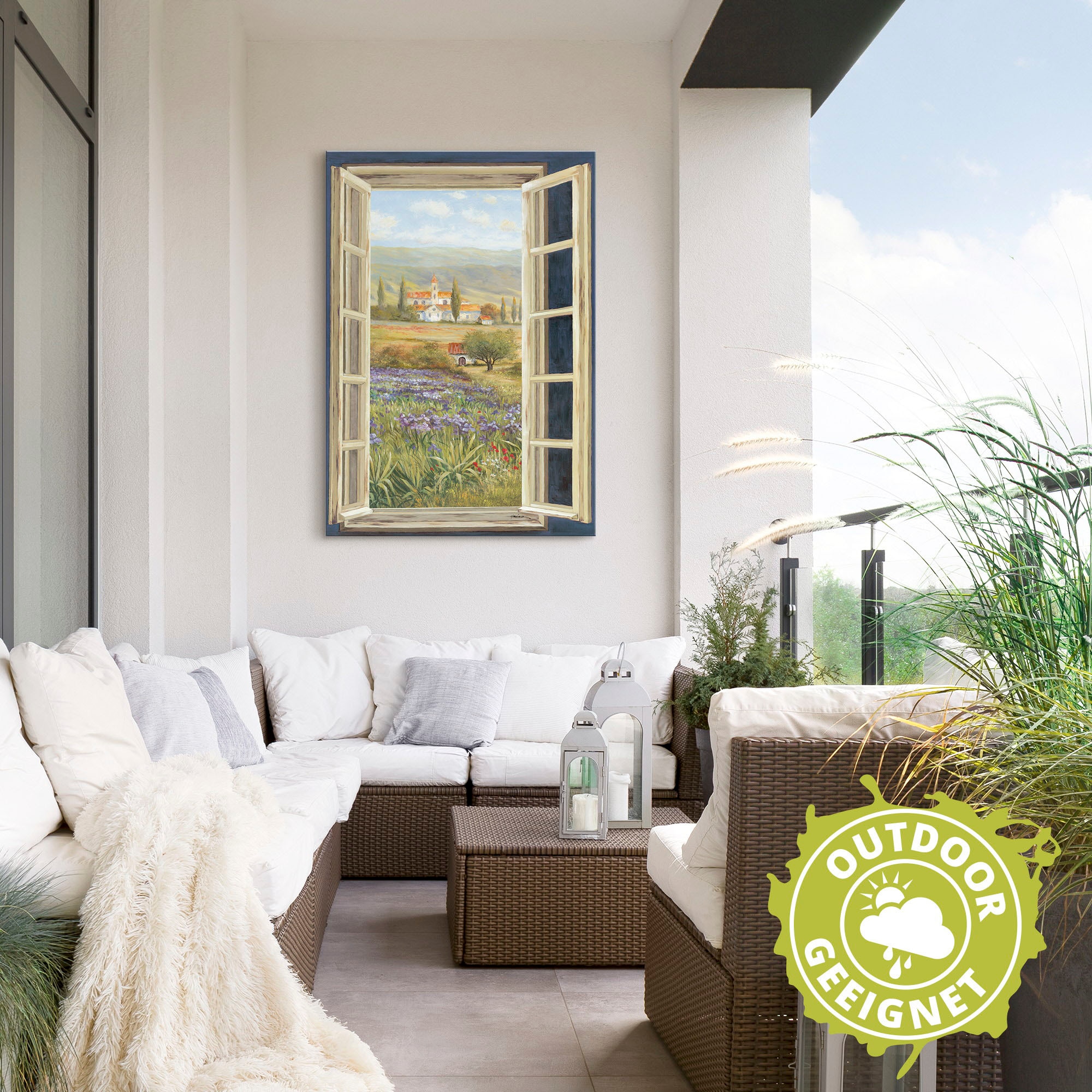 Artland Wandbild »Provence Fensterblick«, Bilder von Europa, (1 St.), als Alubild, Outdoorbild, Leinwandbild, Poster in verschied. Größen