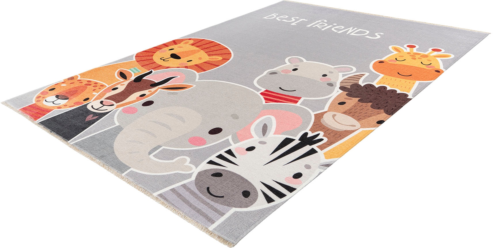 Obsession Kinderteppich »My Greta 606« rechteckig 6 mm Höhe Kurzflor, Motiv Tiere, mit Fransen, Kinderzimmer