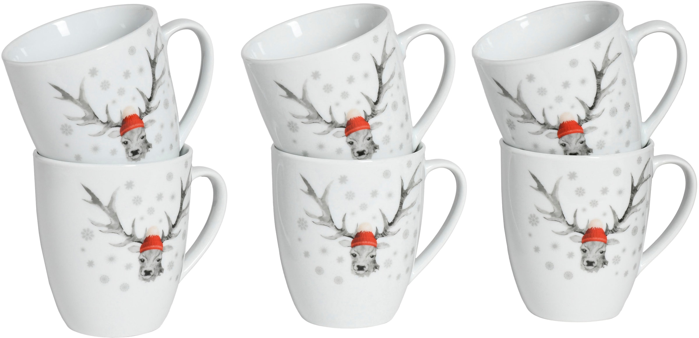 CreaTable Becher "Hirsch, Kaffeebecher, 6-tlg." Winterdekor, Hirschmotiv günstig online kaufen