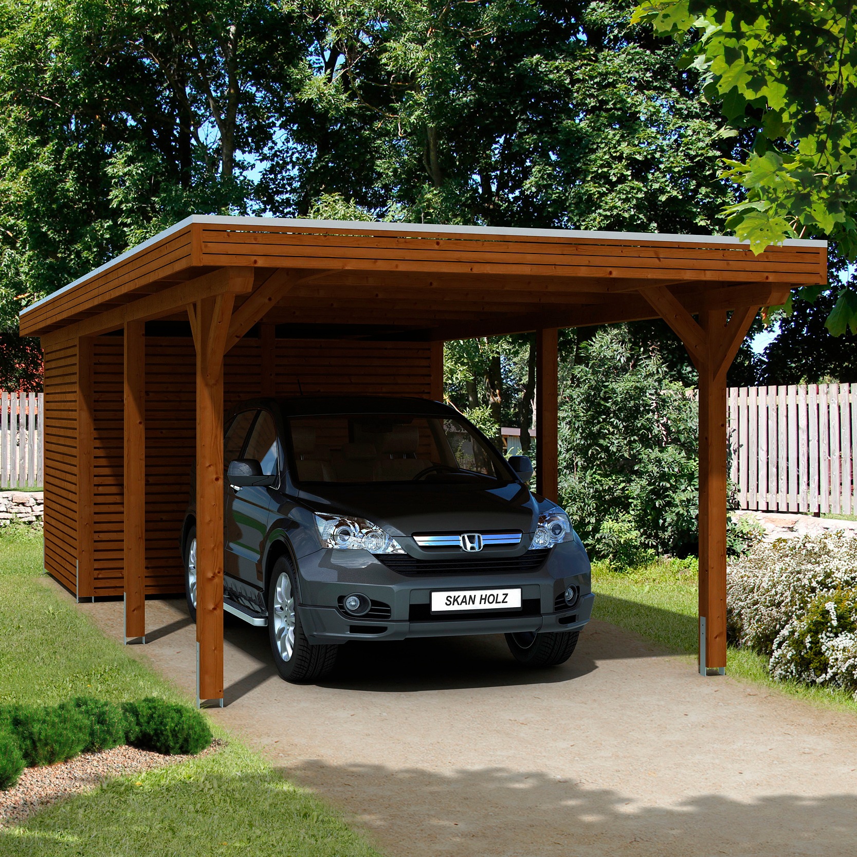 Skanholz Einzelcarport "Spessart", Leimholz-Nordisches Fichtenholz, 291 cm, braun