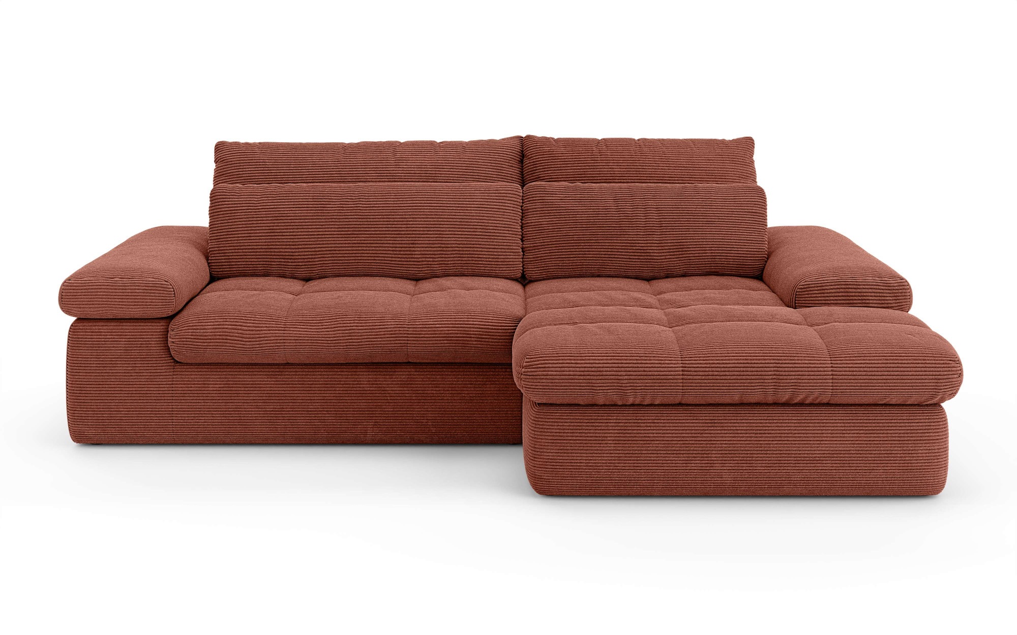 Home affaire Ecksofa »ALVERIE mit Recamiere, moderne Steppung, Maße: B/T/H 274/203/106 cm« L-Form mit Wellenunterfederung, mit 4 Rückenkissen, pflegeleicht Stoff