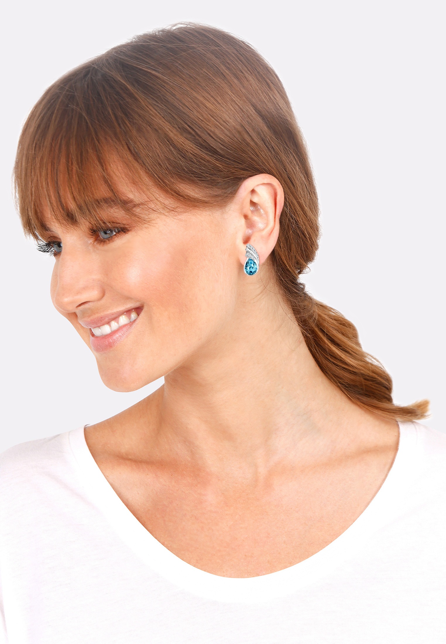 Elli Paar Ohrstecker »Tropfen Kristalle Basic Glamour Silber«